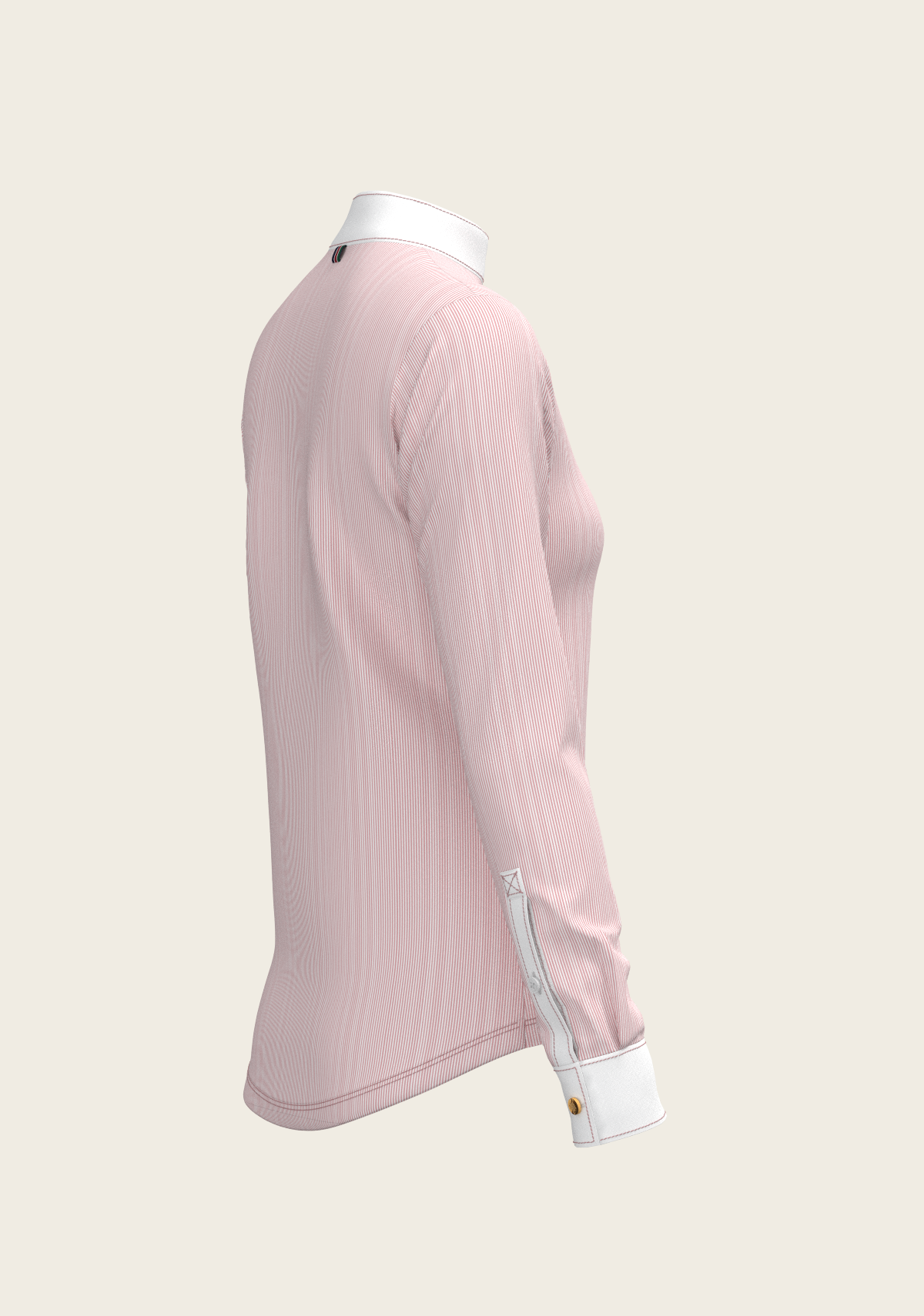  Espoir - Stripes in Rose Short Zip Long Sleeve Show Shirt