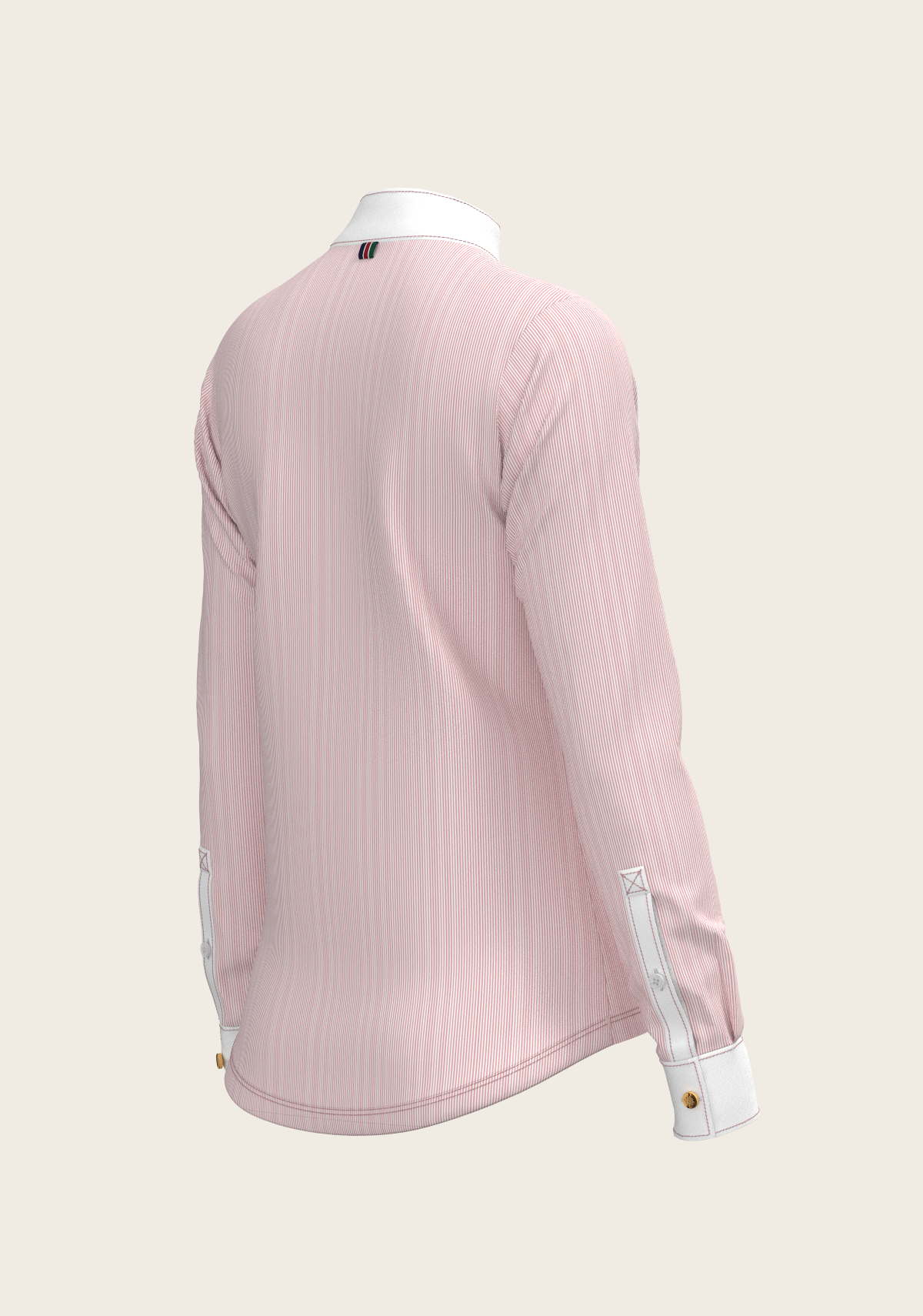  Espoir - Stripes in Rose Short Zip Long Sleeve Show Shirt