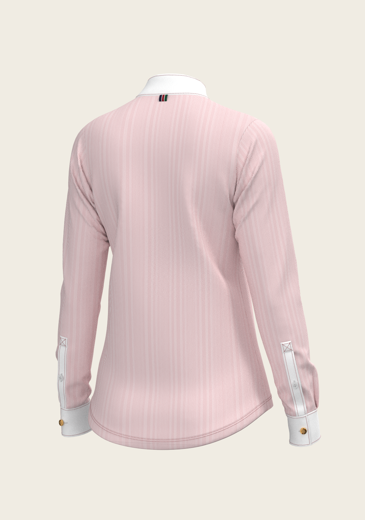  Espoir - Stripes in Rose Short Zip Long Sleeve Show Shirt