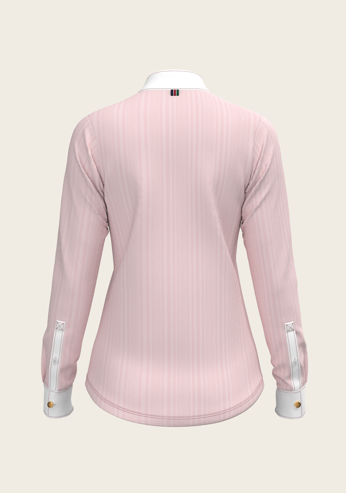  Espoir - Stripes in Rose Short Zip Long Sleeve Show Shirt