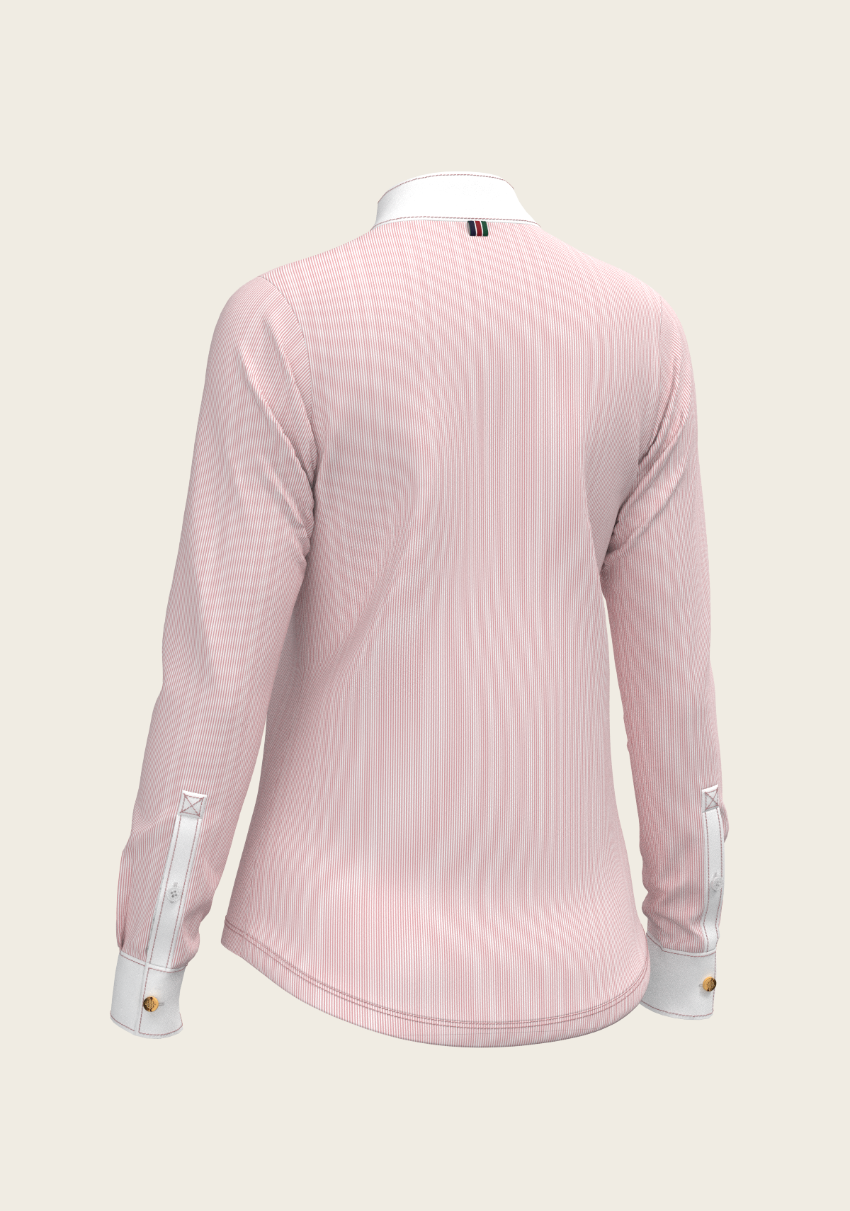  Espoir - Stripes in Rose Short Zip Long Sleeve Show Shirt