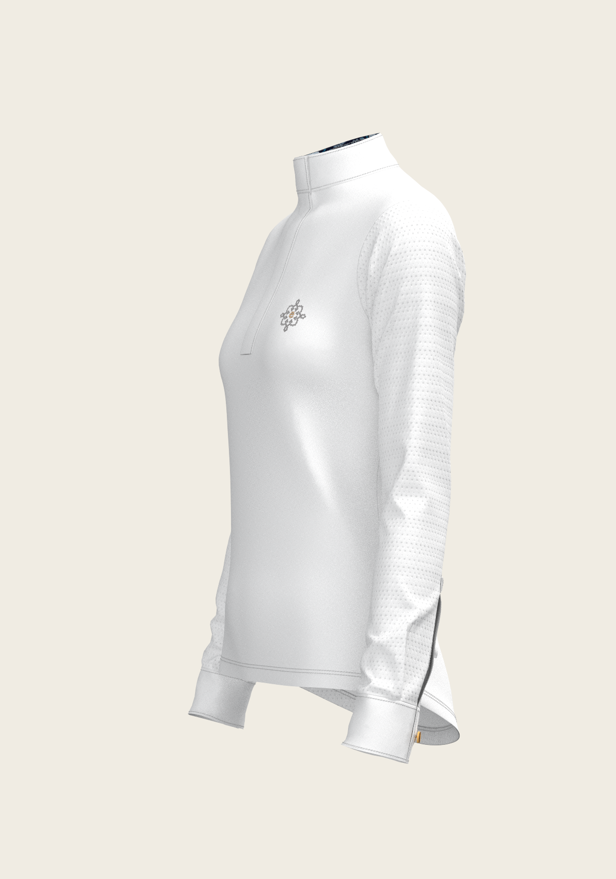 Espoir - White with Forest on Navy Inner Details Long Sleeve Show Shirt