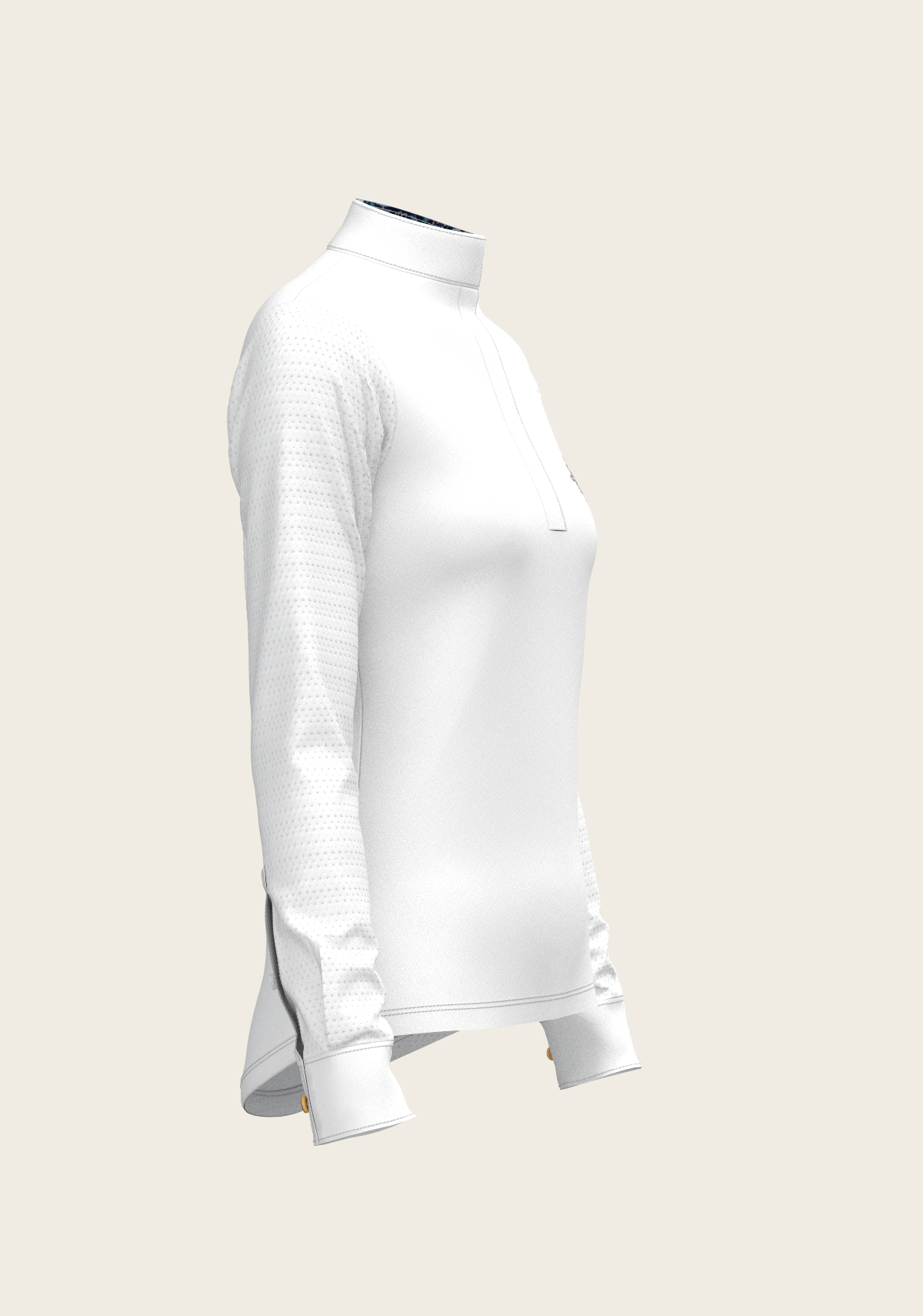 Espoir - White with Forest on Navy Inner Details Long Sleeve Show Shirt