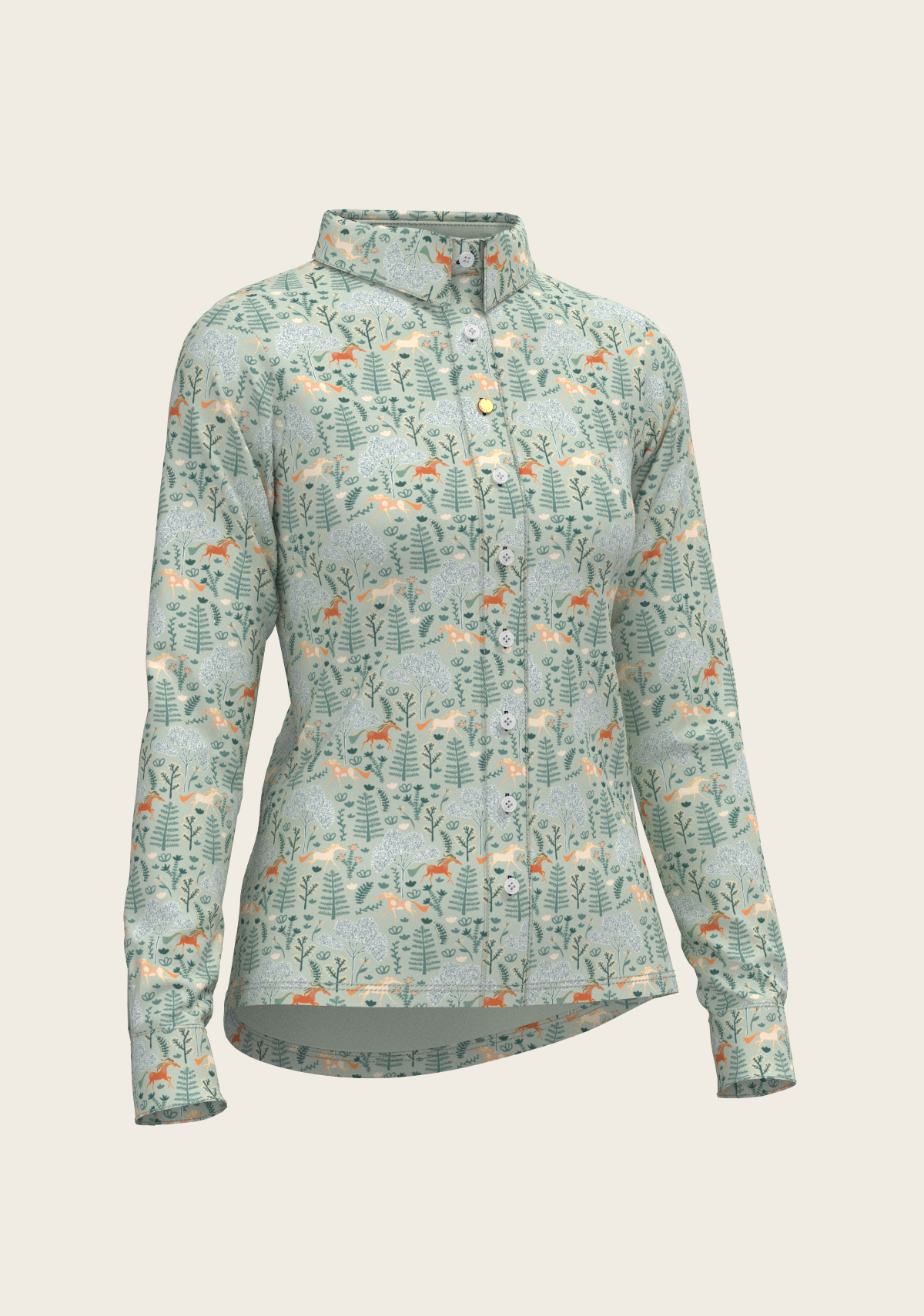 Espoir - Forest on Lime Ladies Button Shirt