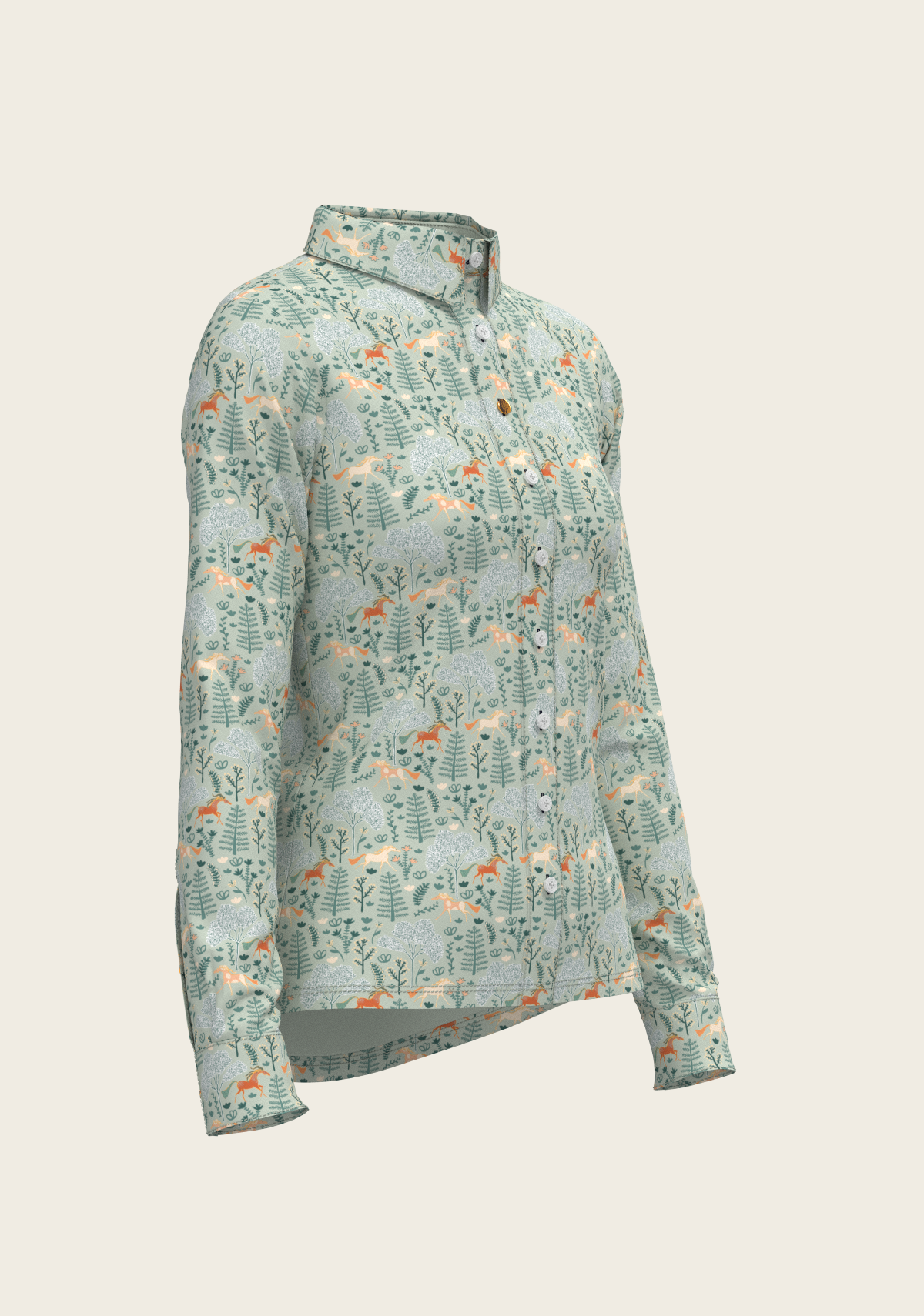 Espoir - Forest on Lime Ladies Button Shirt