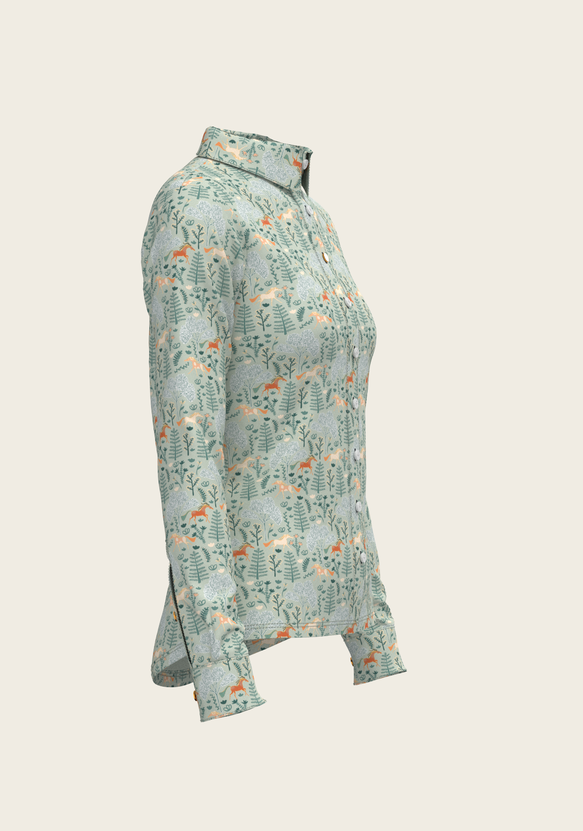 Espoir - Forest on Lime Ladies Button Shirt