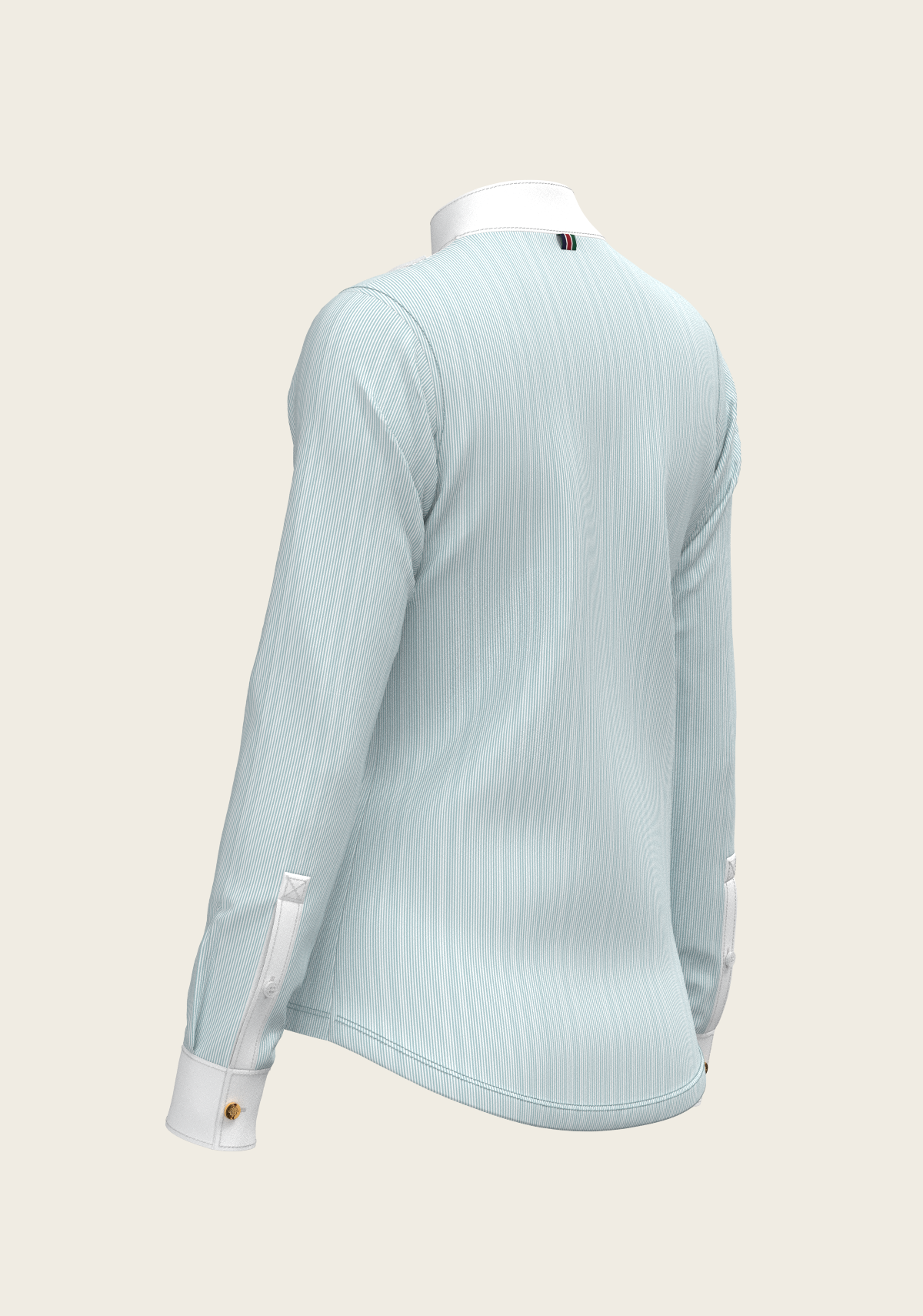  Espoir - Stripes in Sky Blue Short Pleated Long Sleeve Show Shirt