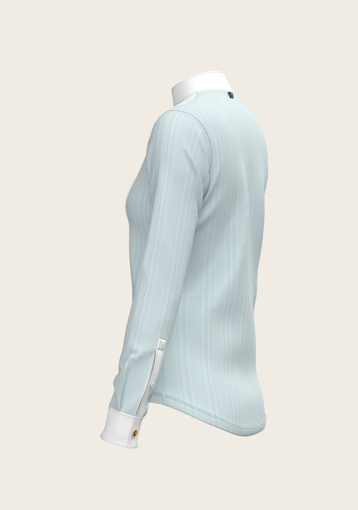  Espoir - Stripes in Sky Blue Short Pleated Long Sleeve Show Shirt