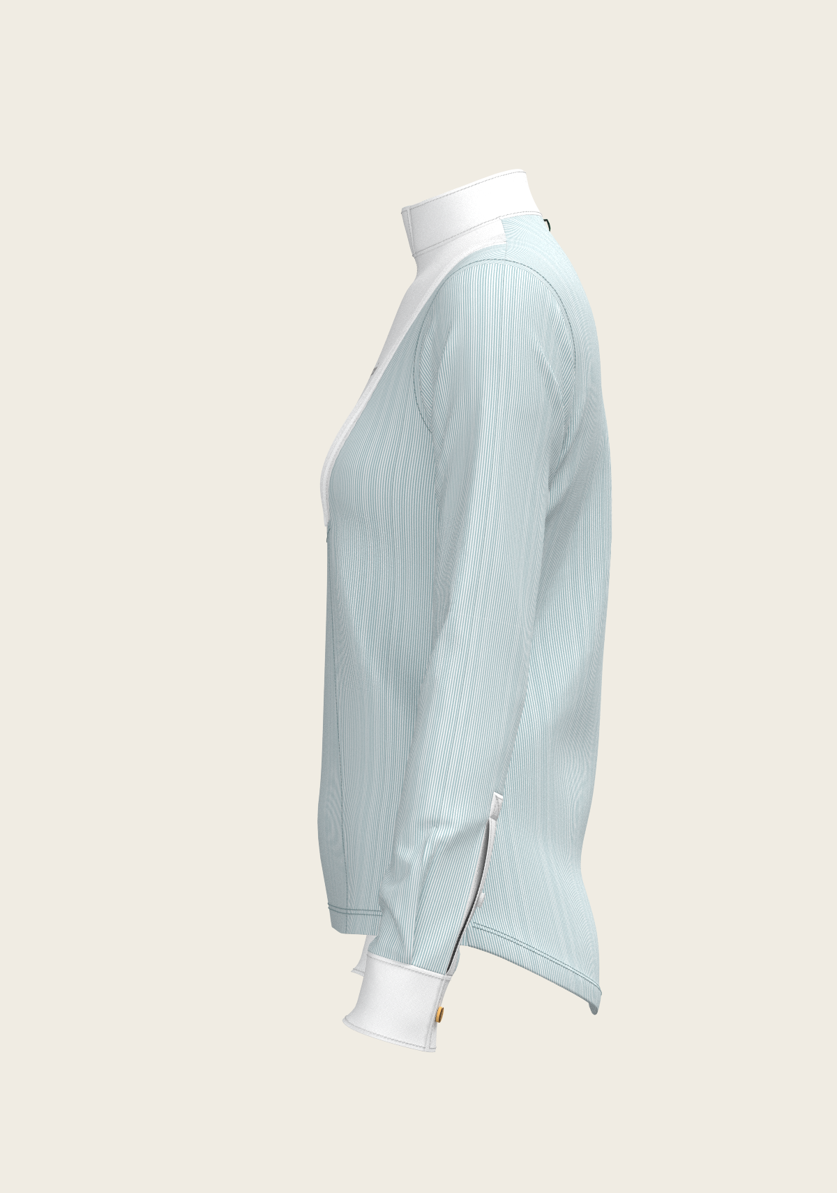  Espoir - Stripes in Sky Blue Short Pleated Long Sleeve Show Shirt