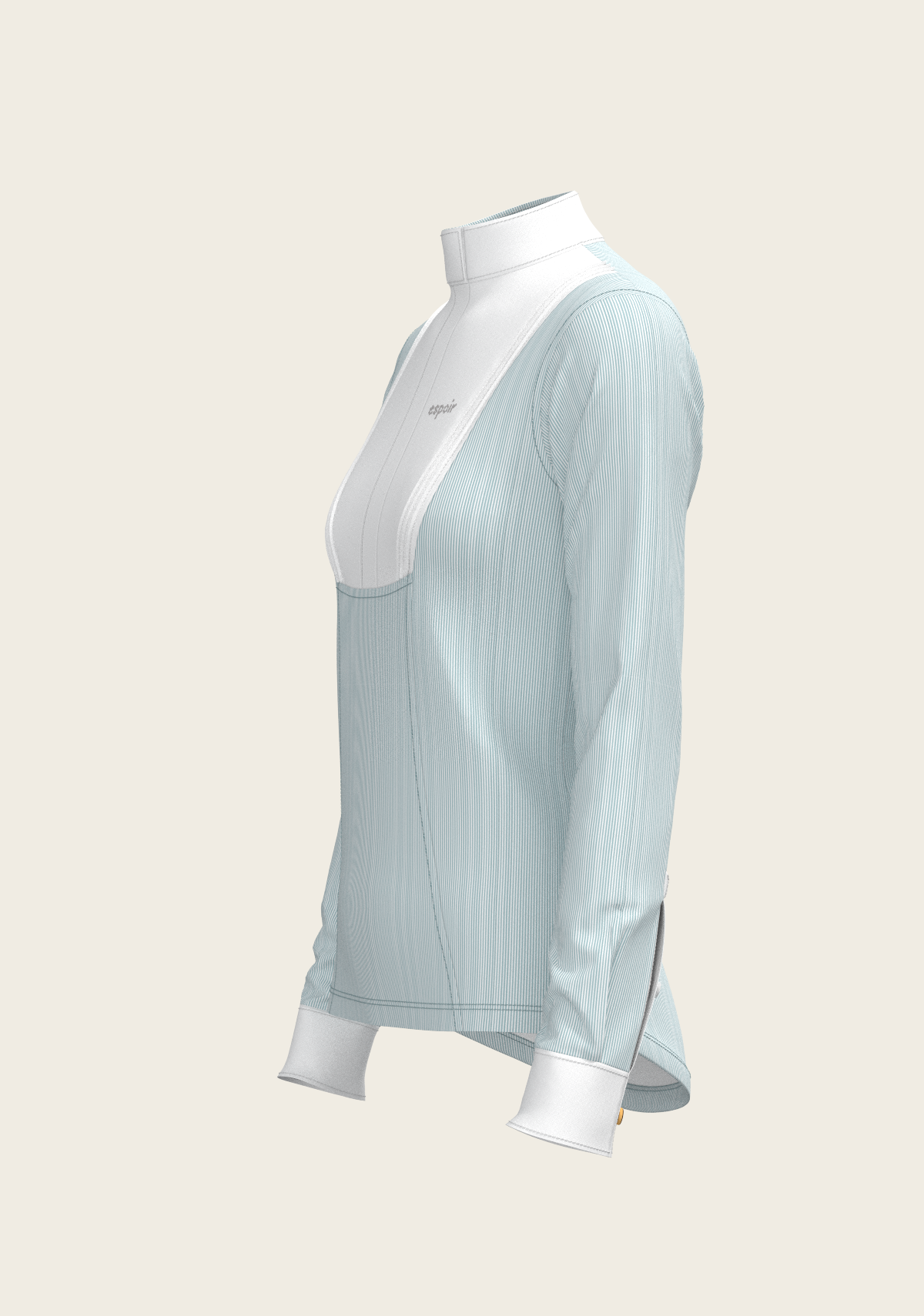  Espoir - Stripes in Sky Blue Short Pleated Long Sleeve Show Shirt