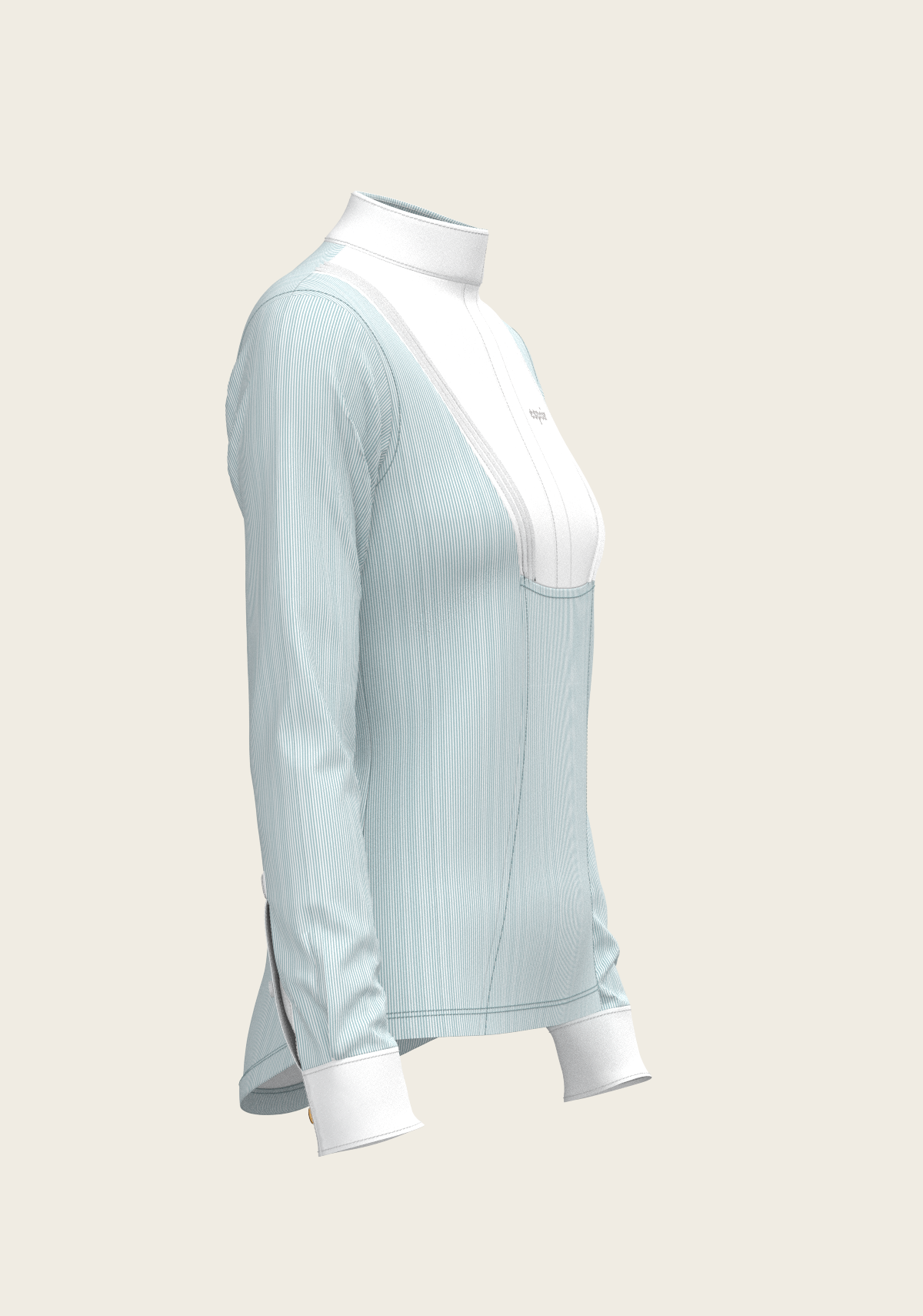  Espoir - Stripes in Sky Blue Short Pleated Long Sleeve Show Shirt