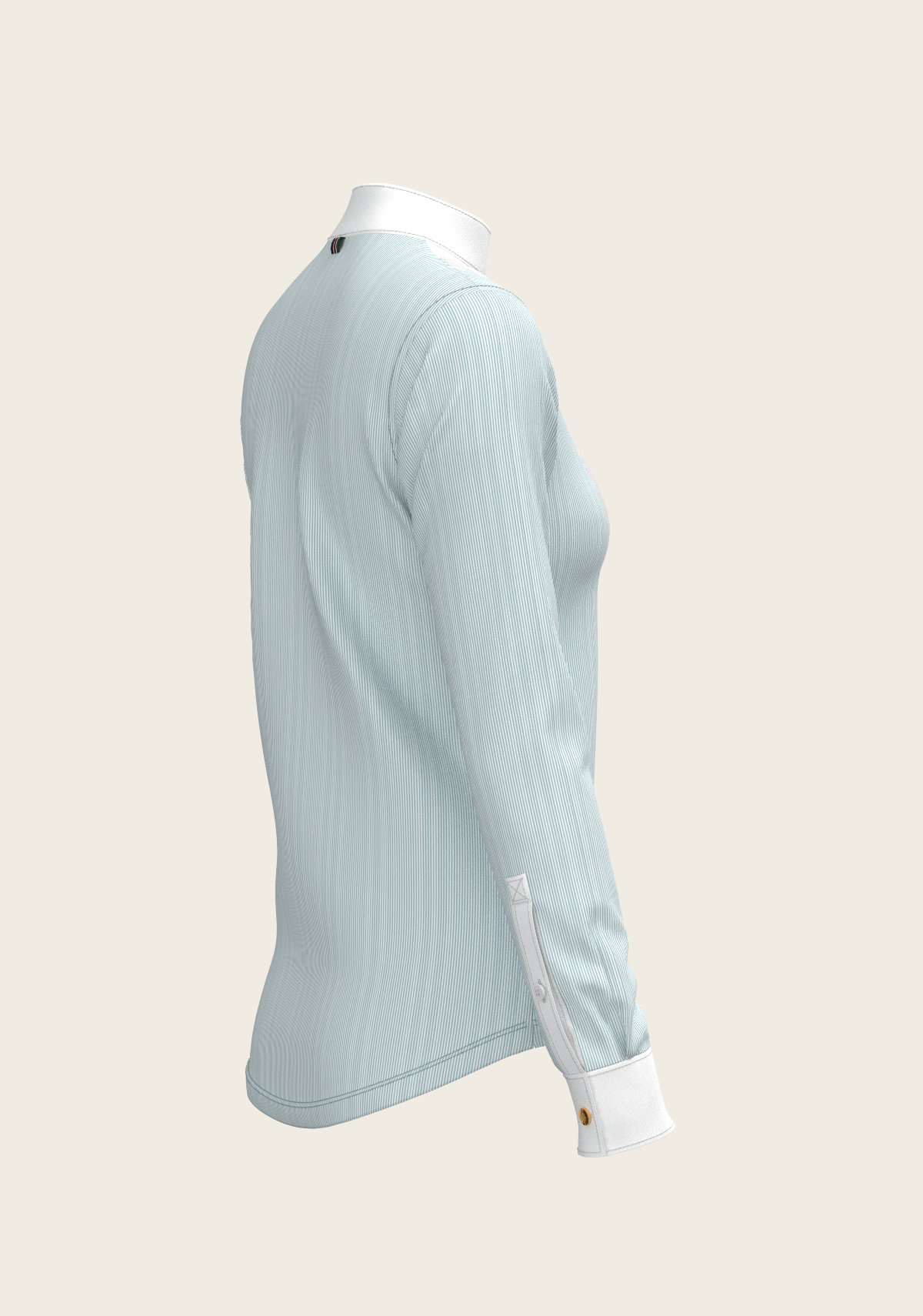  Espoir - Stripes in Sky Blue Short Pleated Long Sleeve Show Shirt