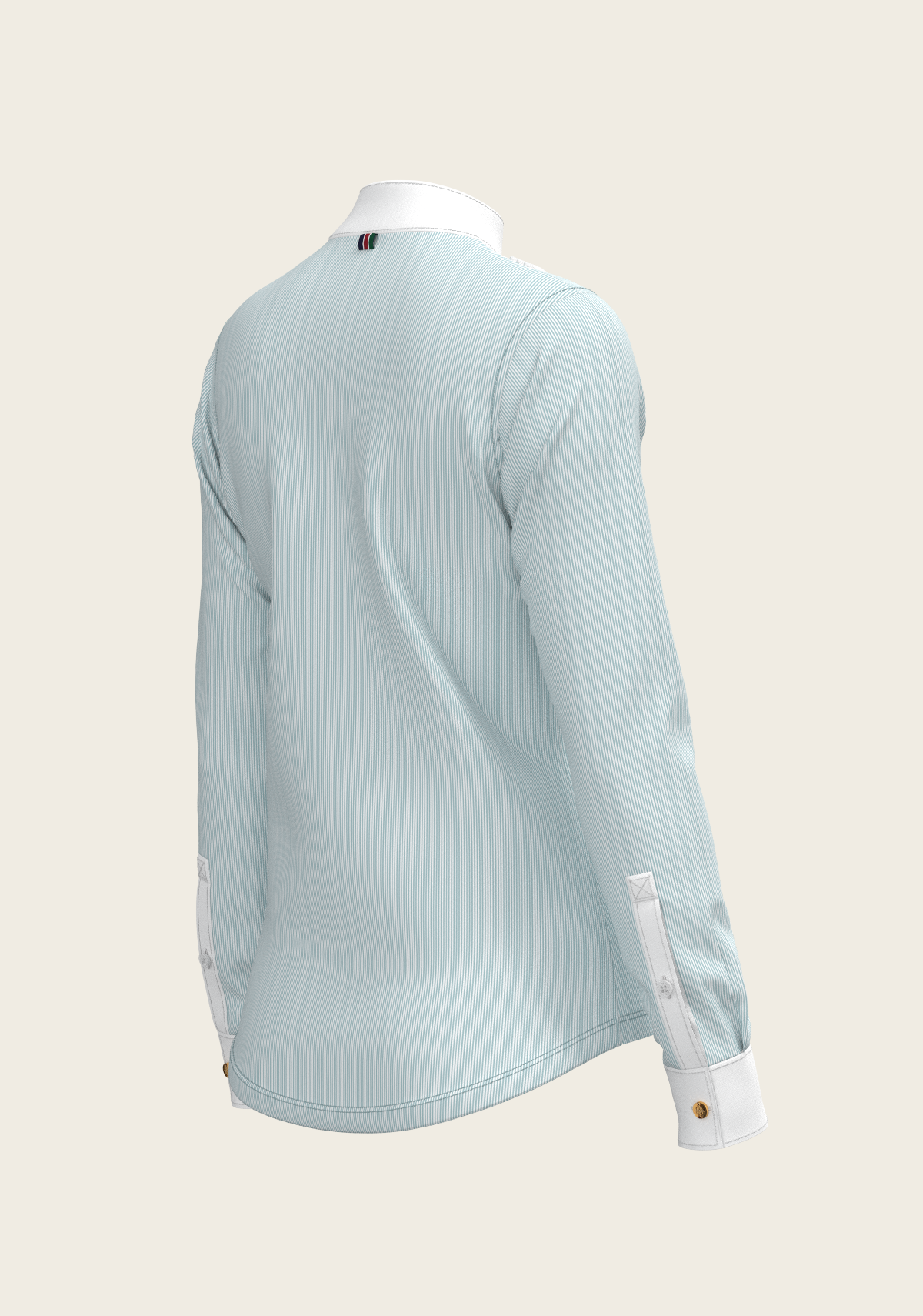  Espoir - Stripes in Sky Blue Short Pleated Long Sleeve Show Shirt