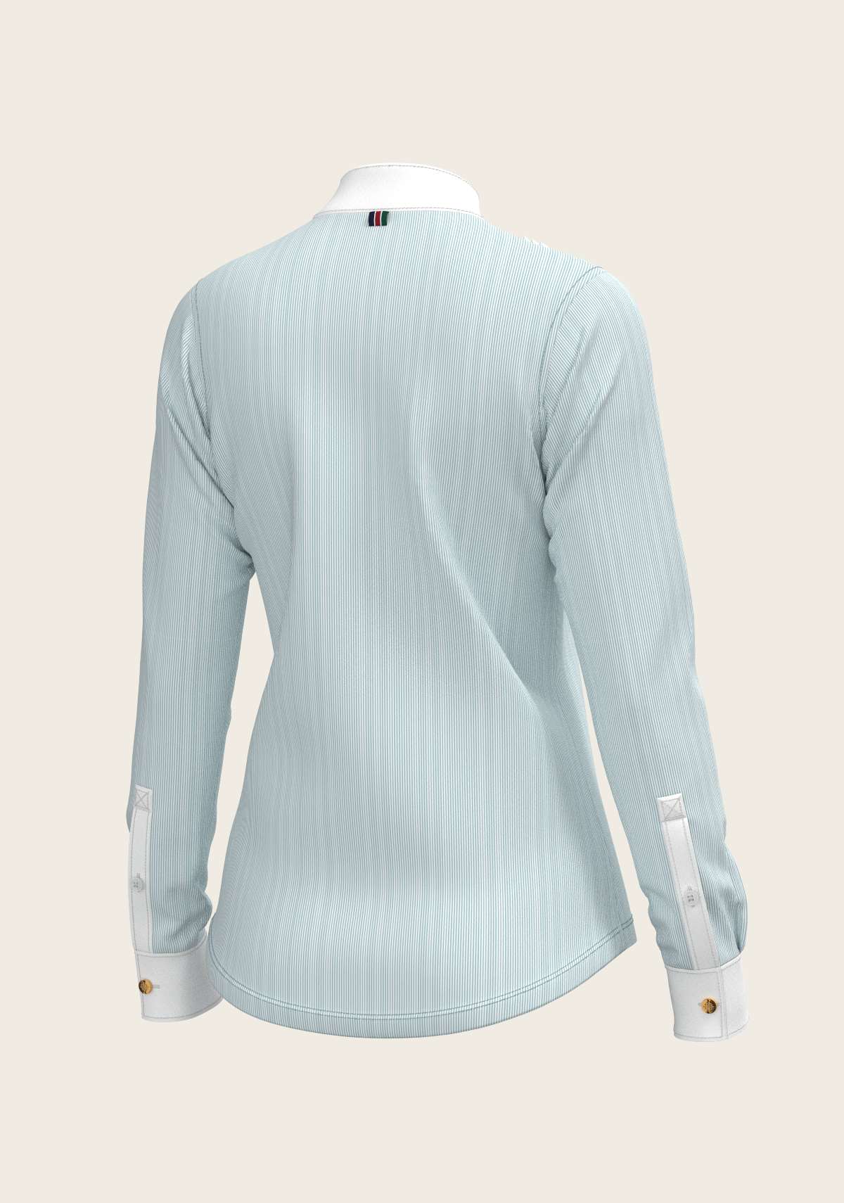  Espoir - Stripes in Sky Blue Short Pleated Long Sleeve Show Shirt