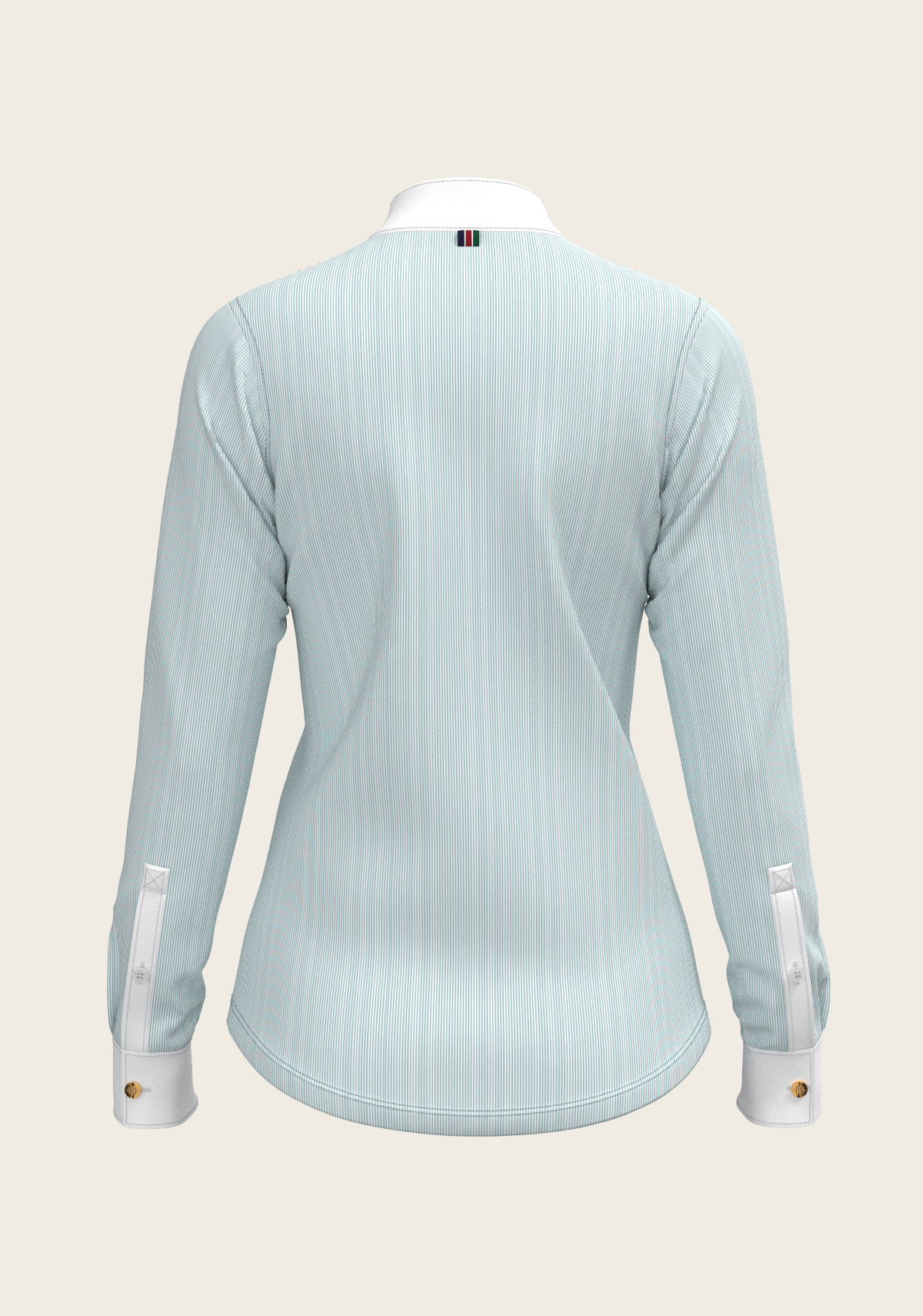  Espoir - Stripes in Sky Blue Short Pleated Long Sleeve Show Shirt