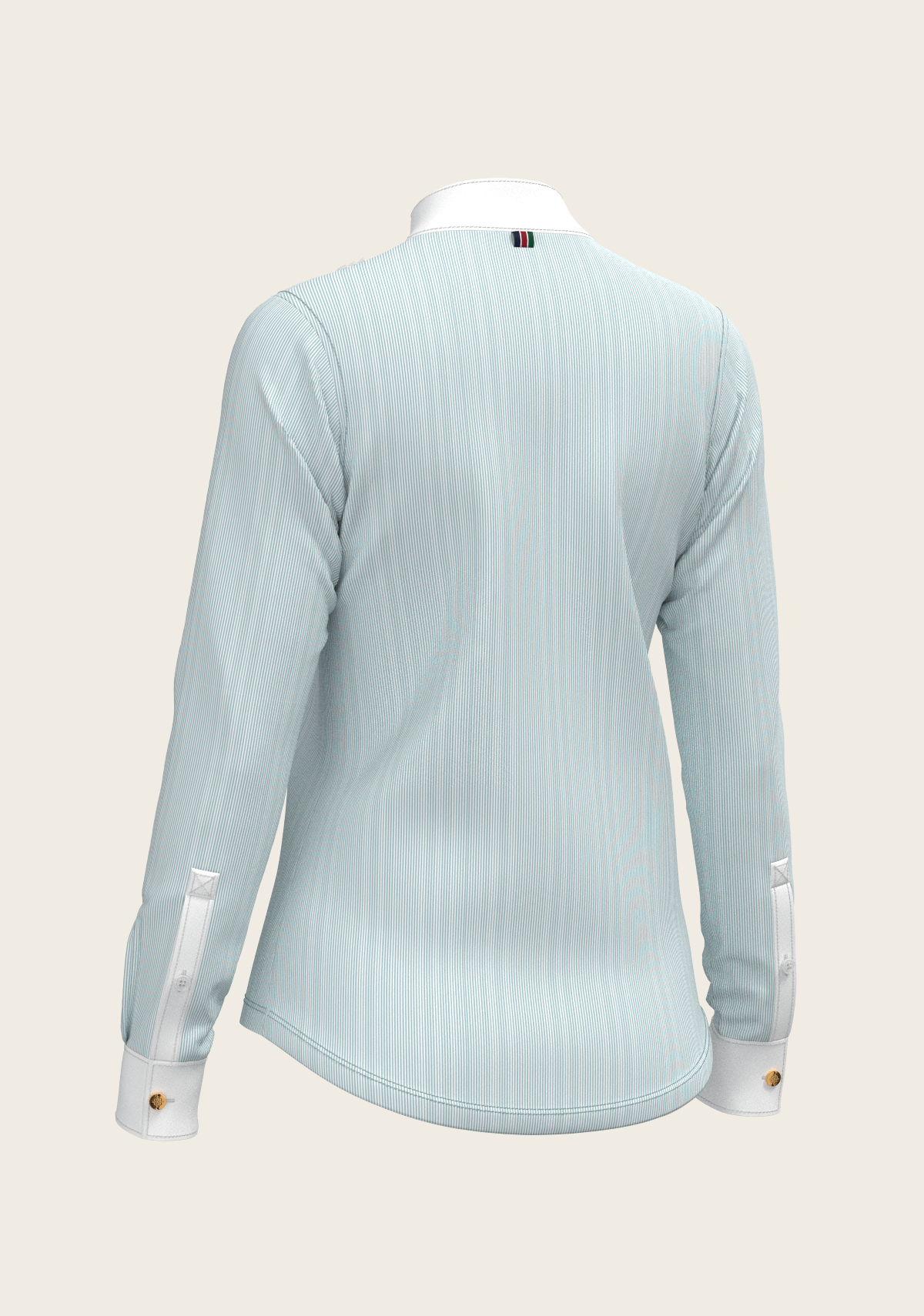  Espoir - Stripes in Sky Blue Short Pleated Long Sleeve Show Shirt