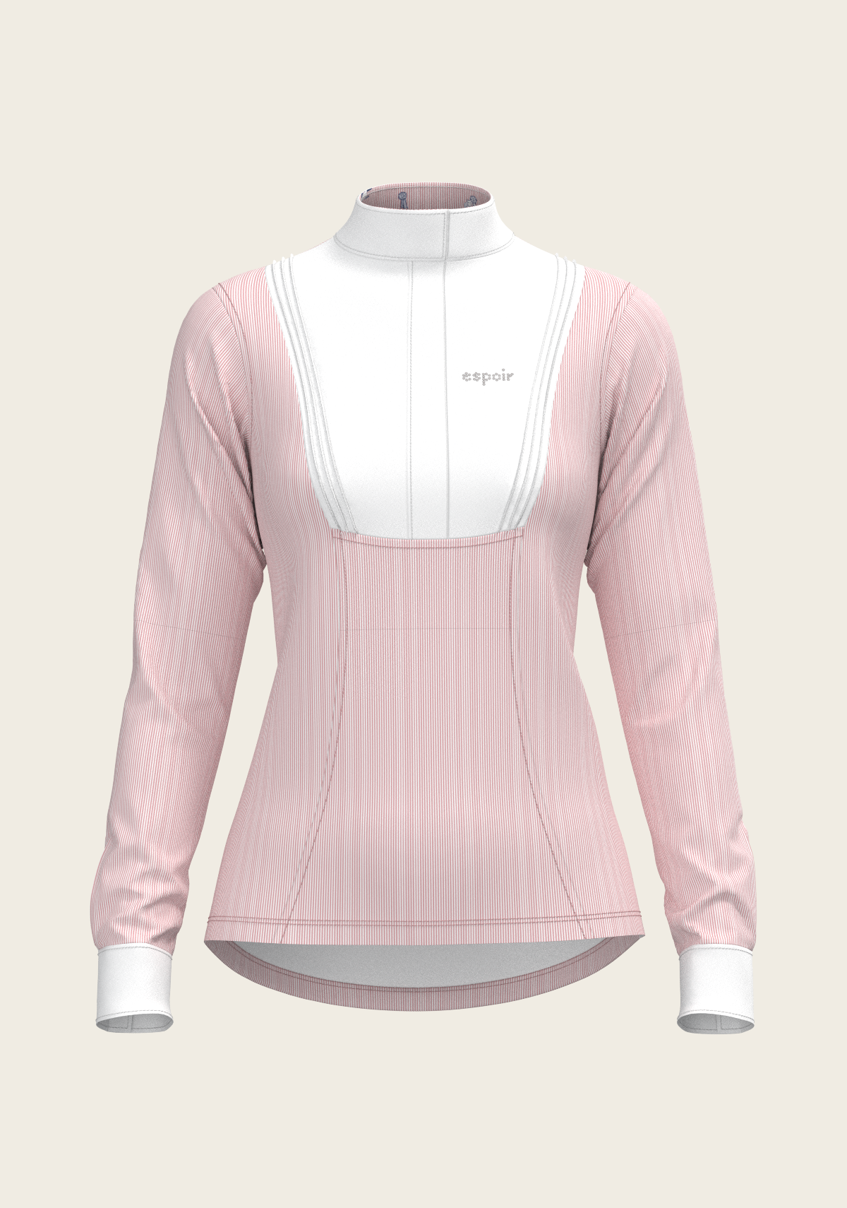 Espoir - Stripes in Rose Short Pleated Long Sleeve Show Shirt