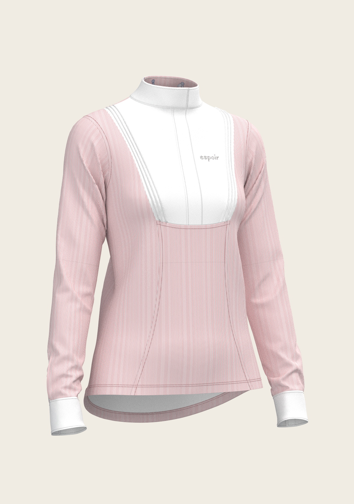 Espoir - Stripes in Rose Short Pleated Long Sleeve Show Shirt