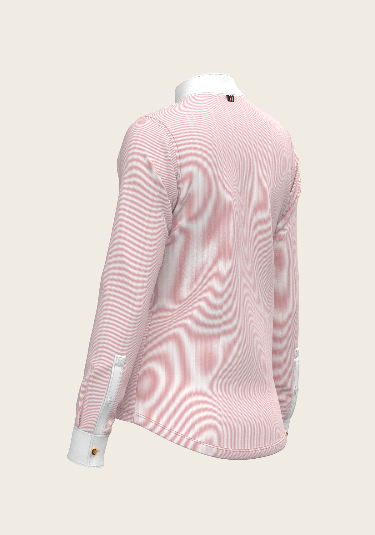 Espoir - Stripes in Rose Short Pleated Long Sleeve Show Shirt