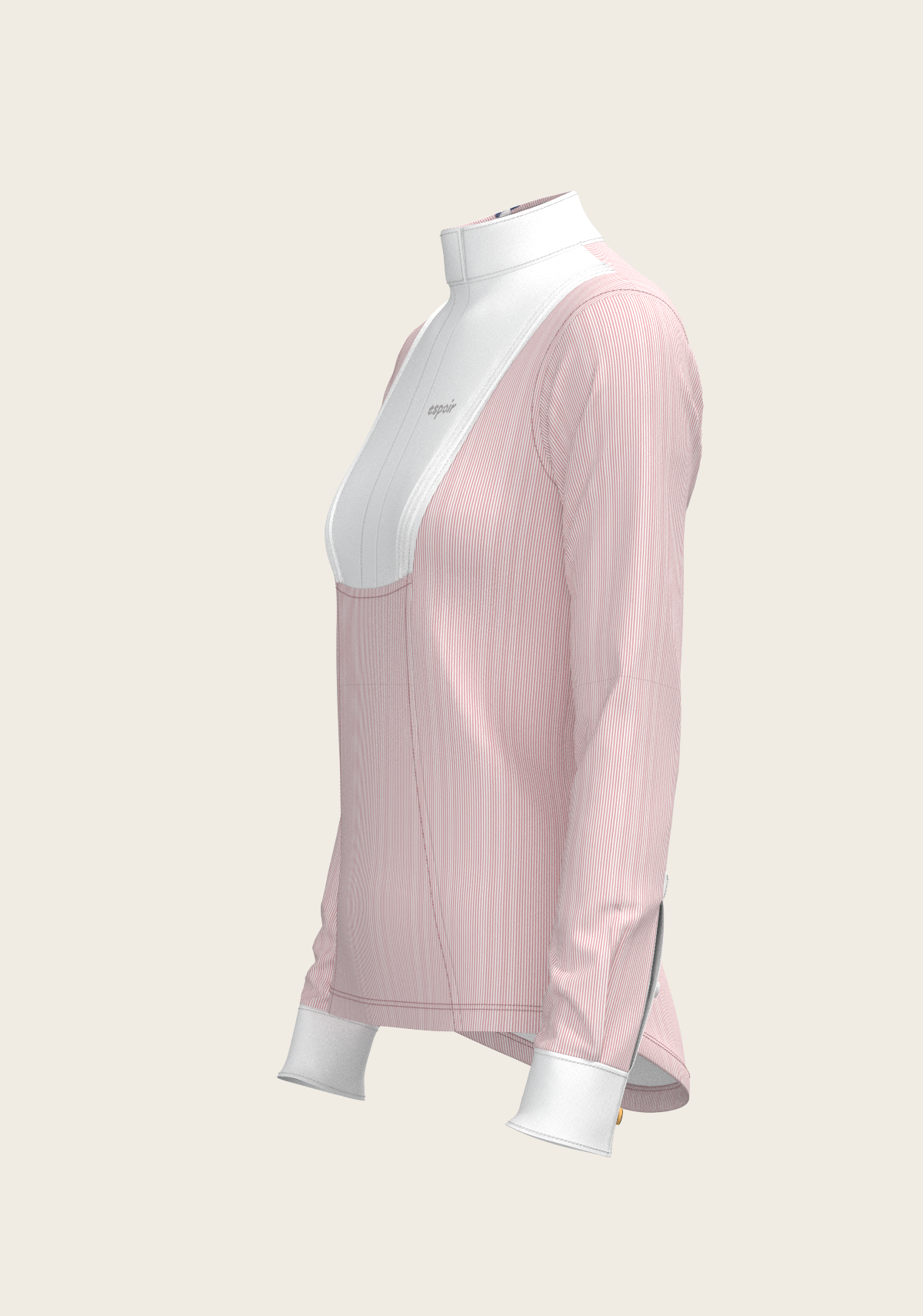 Espoir - Stripes in Rose Short Pleated Long Sleeve Show Shirt