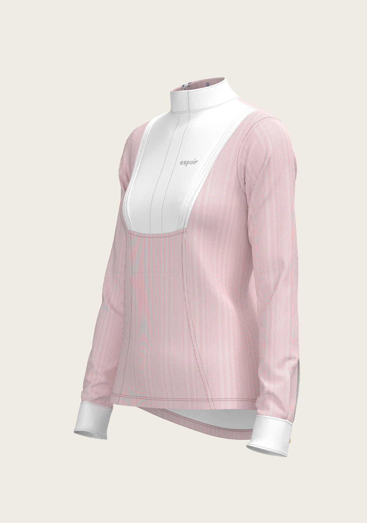 Espoir - Stripes in Rose Short Pleated Long Sleeve Show Shirt