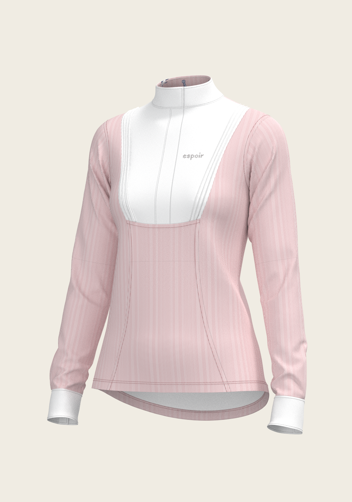 Espoir - Stripes in Rose Short Pleated Long Sleeve Show Shirt