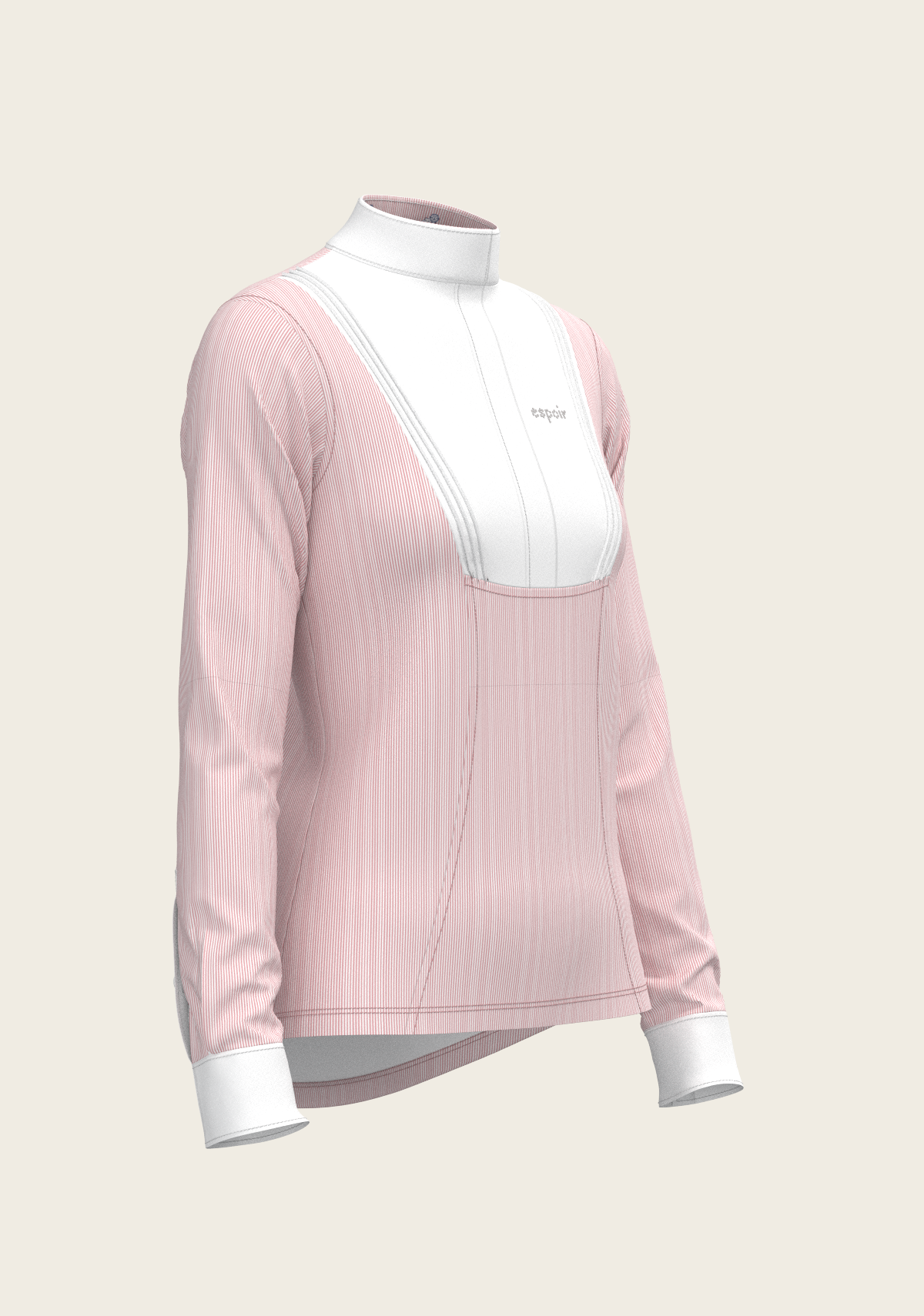 Espoir - Stripes in Rose Short Pleated Long Sleeve Show Shirt