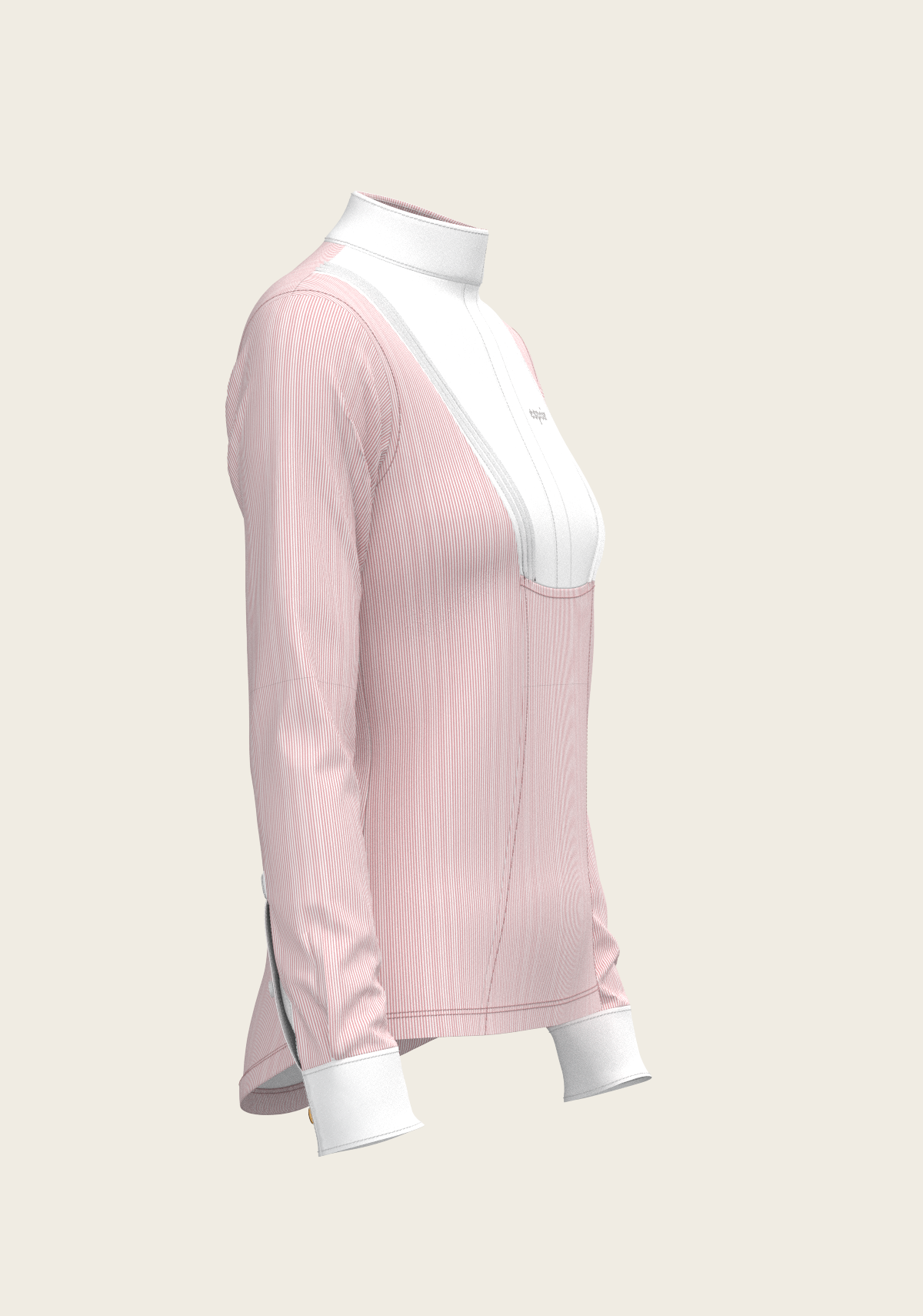 Espoir - Stripes in Rose Short Pleated Long Sleeve Show Shirt