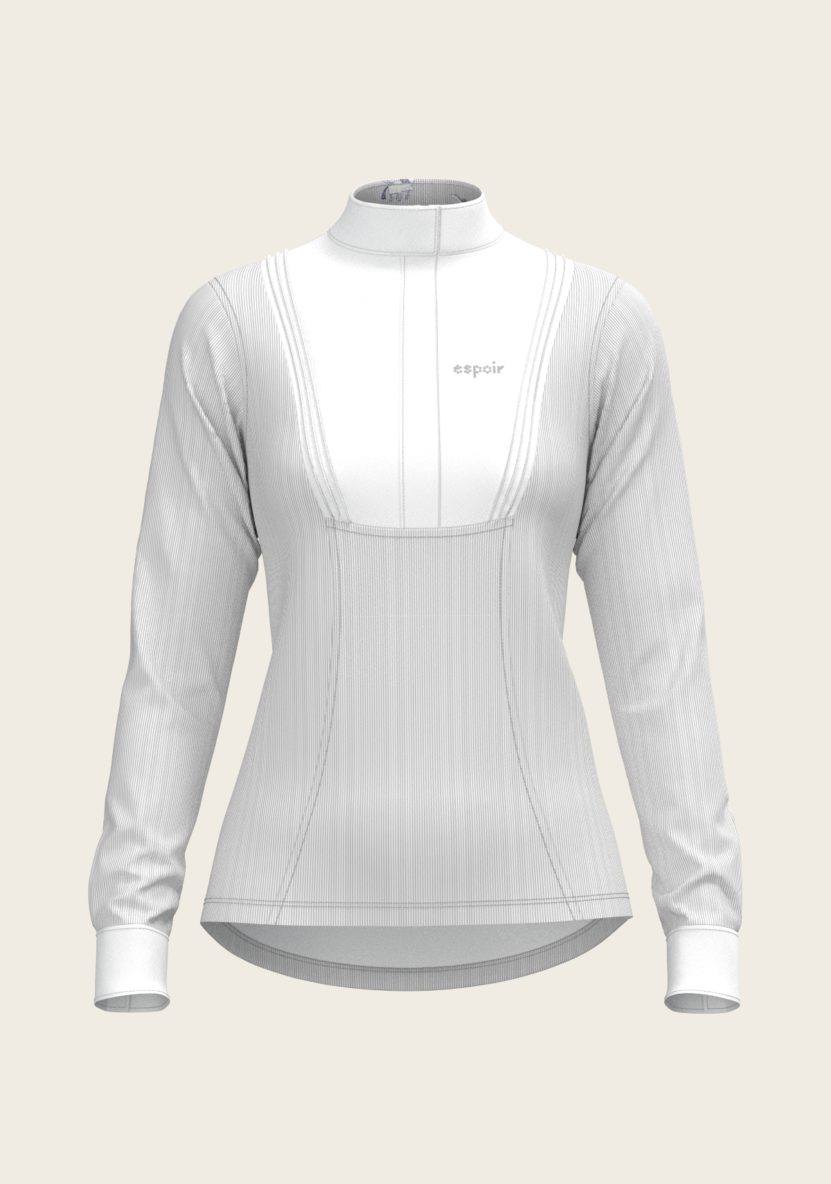 Espoir - Stripes in Grey Short Pleated Long Sleeve Show Shirt