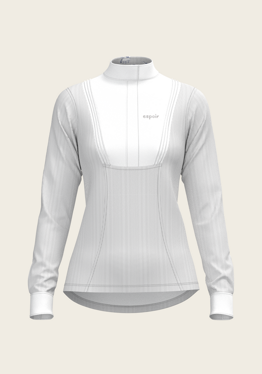 Espoir - Stripes in Grey Short Pleated Long Sleeve Show Shirt