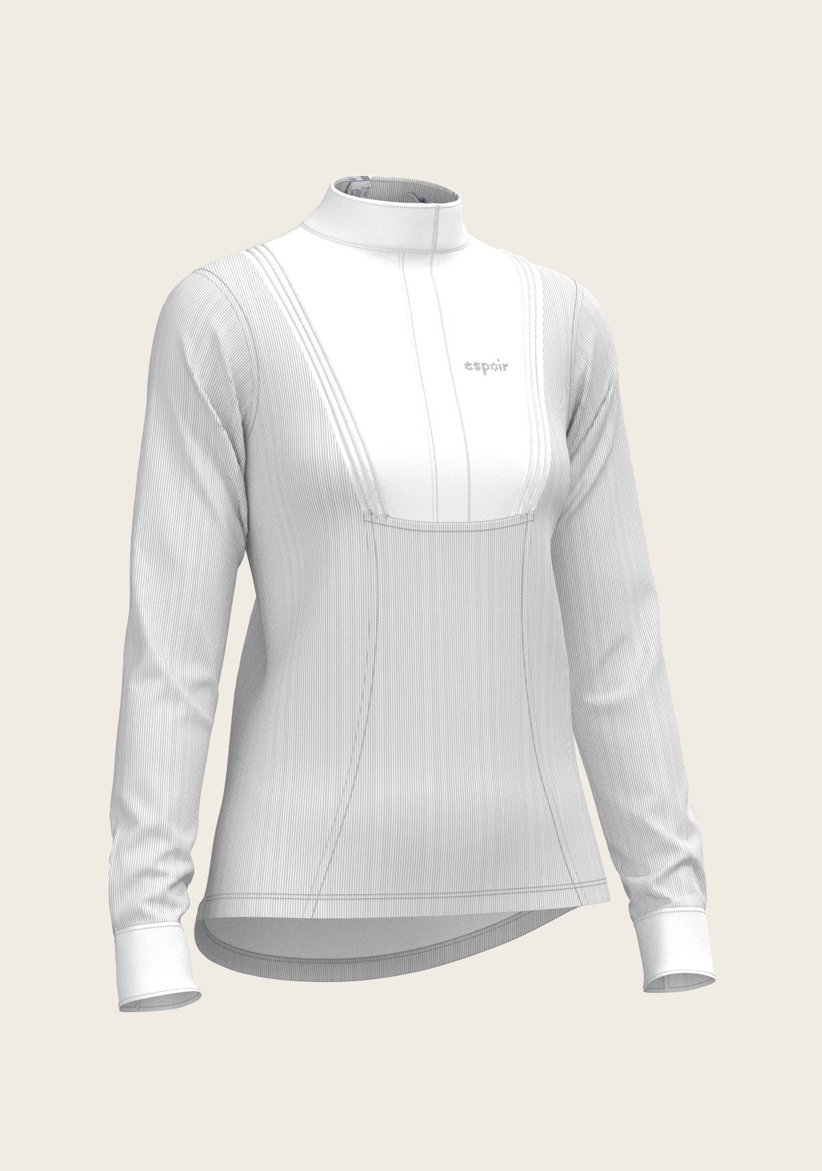 Espoir - Stripes in Grey Short Pleated Long Sleeve Show Shirt