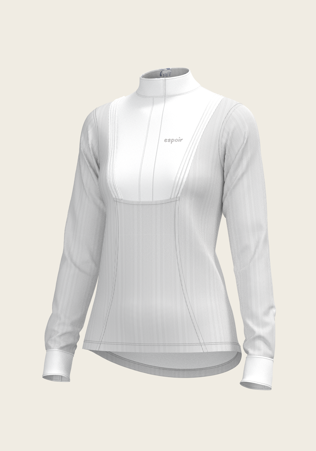 Espoir - Stripes in Grey Short Pleated Long Sleeve Show Shirt