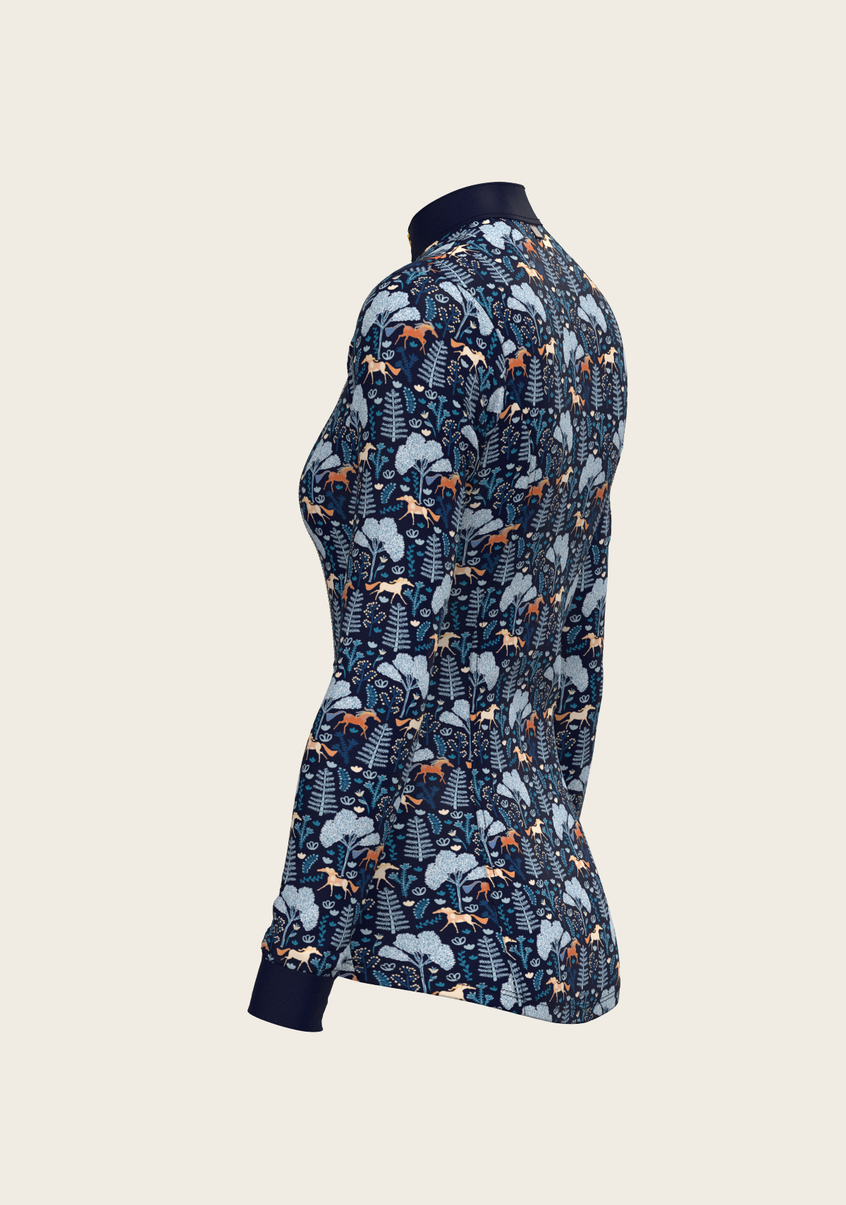 Espoir  - Forest on Navy Quarter Zip Sun Shirt