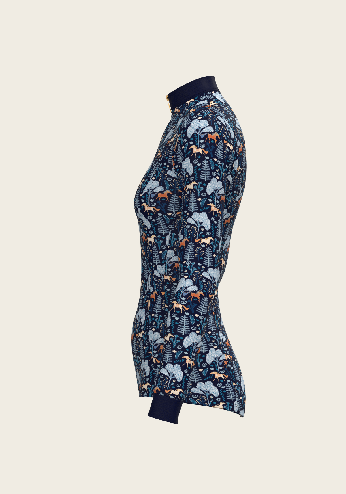  Espoir  - Forest on Navy Quarter Zip Sun Shirt