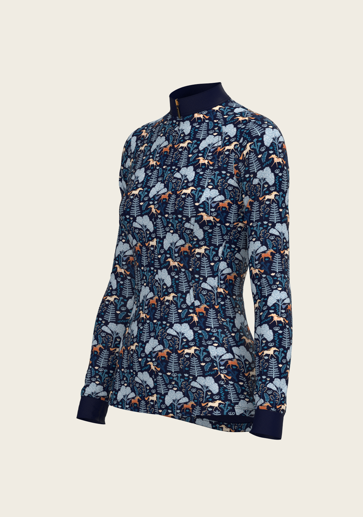  Espoir  - Forest on Navy Quarter Zip Sun Shirt