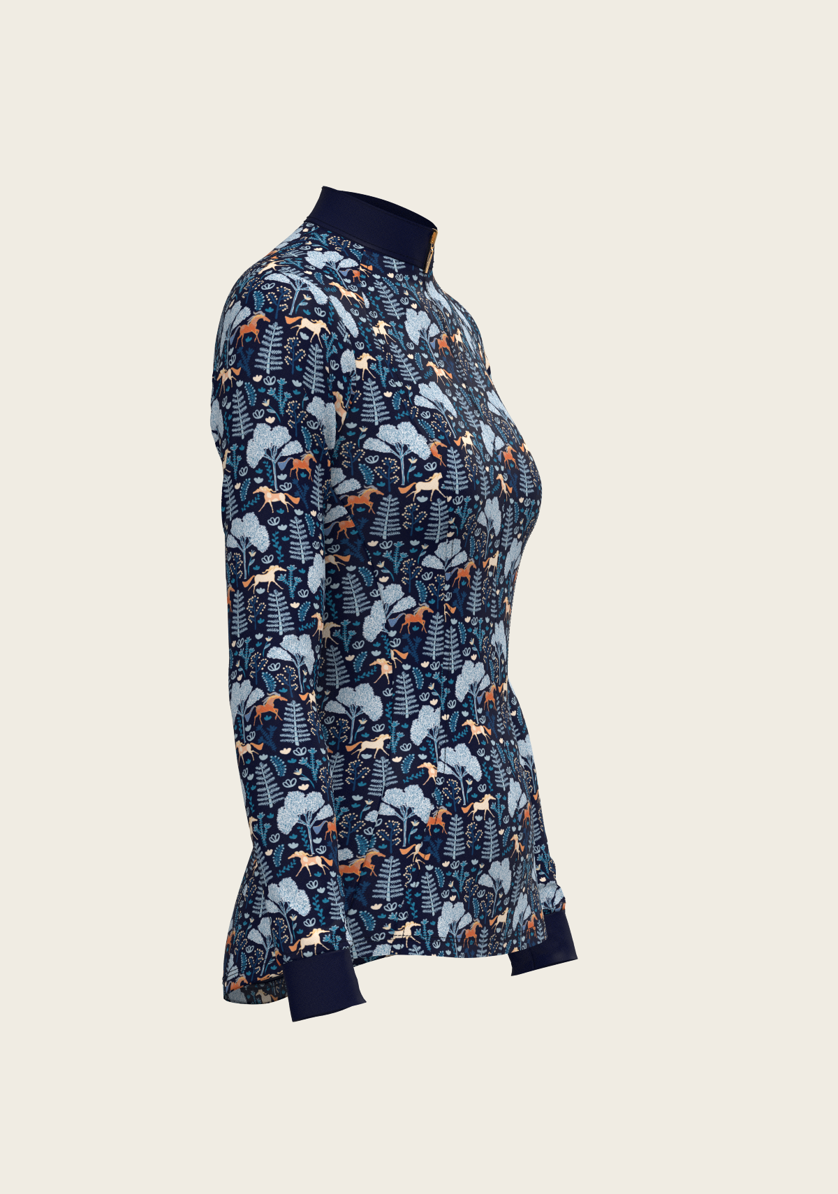  Espoir  - Forest on Navy Quarter Zip Sun Shirt