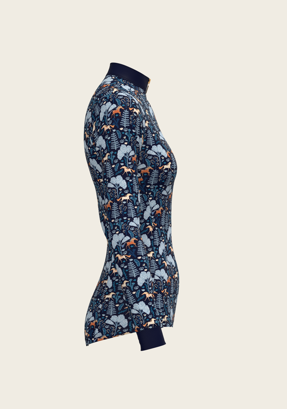  Espoir  - Forest on Navy Quarter Zip Sun Shirt