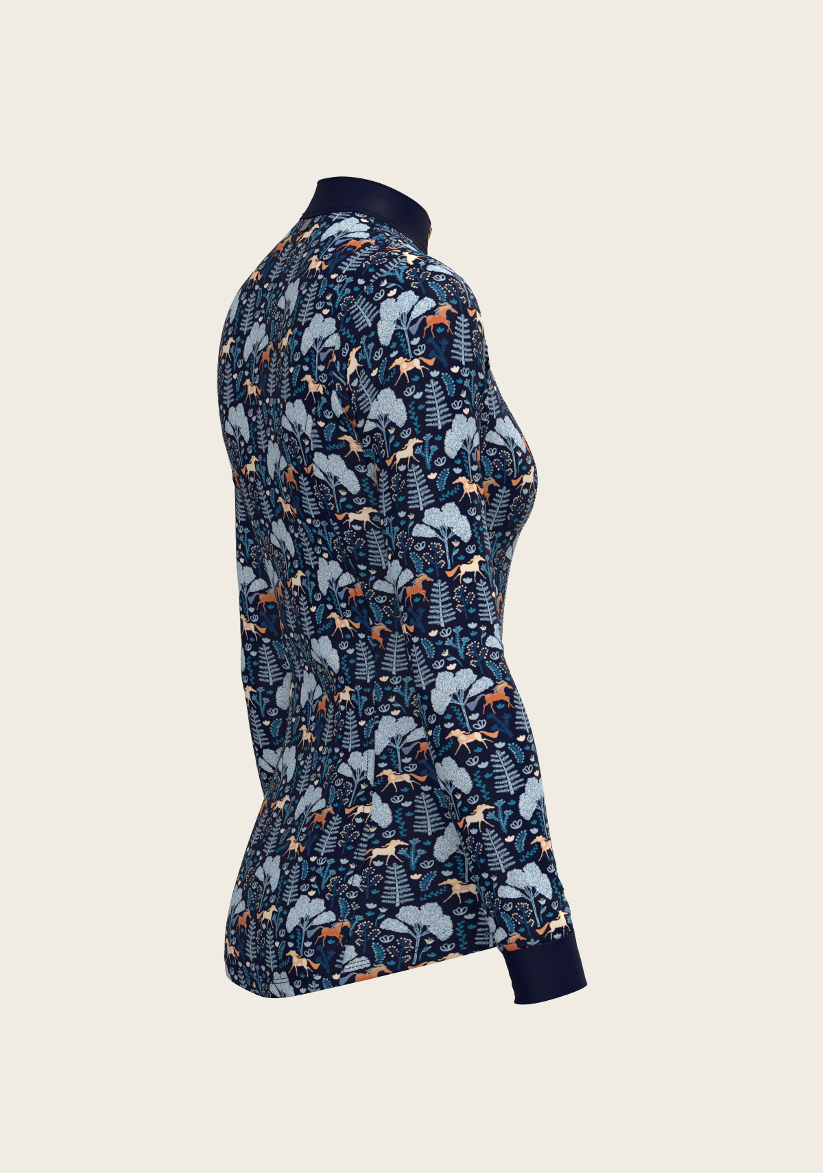  Espoir  - Forest on Navy Quarter Zip Sun Shirt