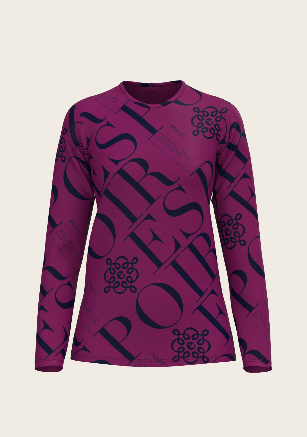 ESPOIR-  Berry Long Sleeve Sport T-Shirt