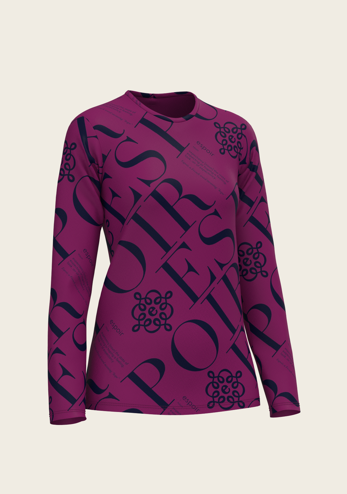 ESPOIR-  Berry Long Sleeve Sport T-Shirt