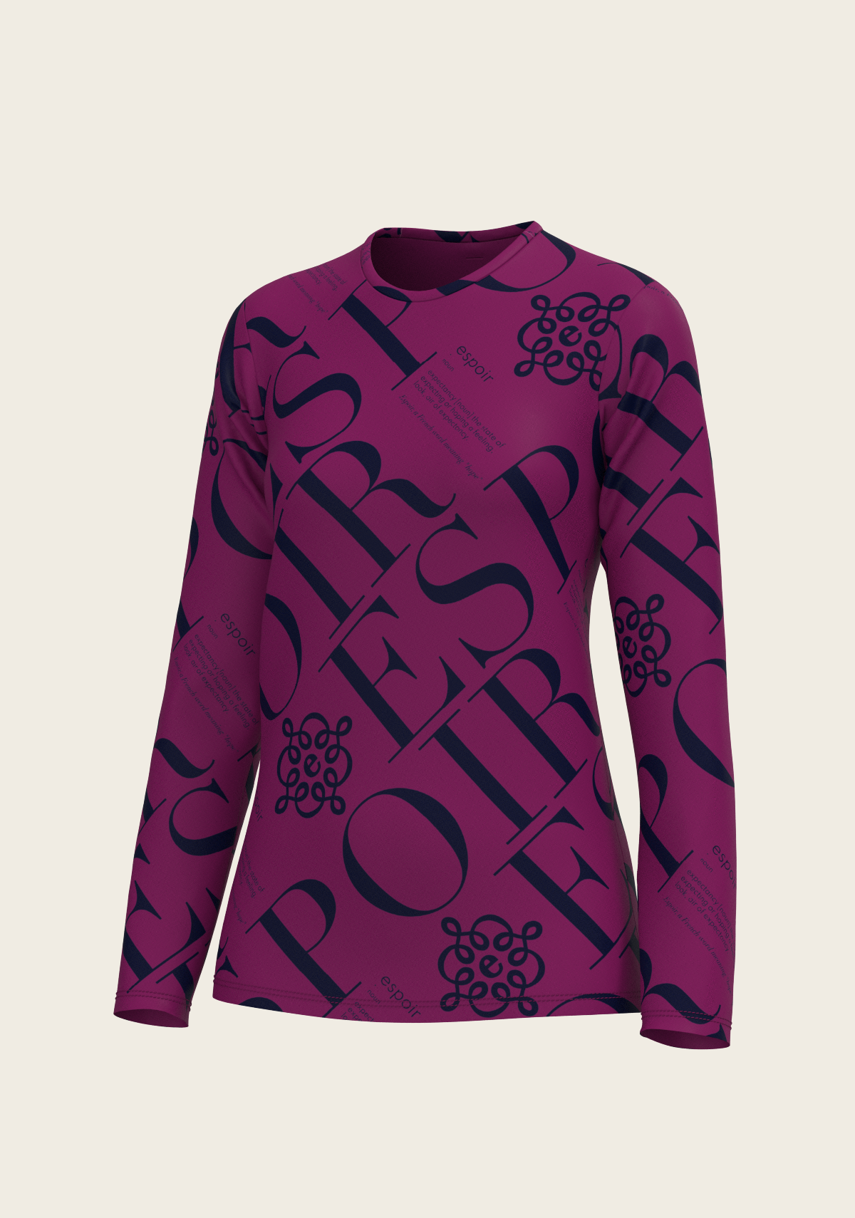 ESPOIR-  Berry Long Sleeve Sport T-Shirt