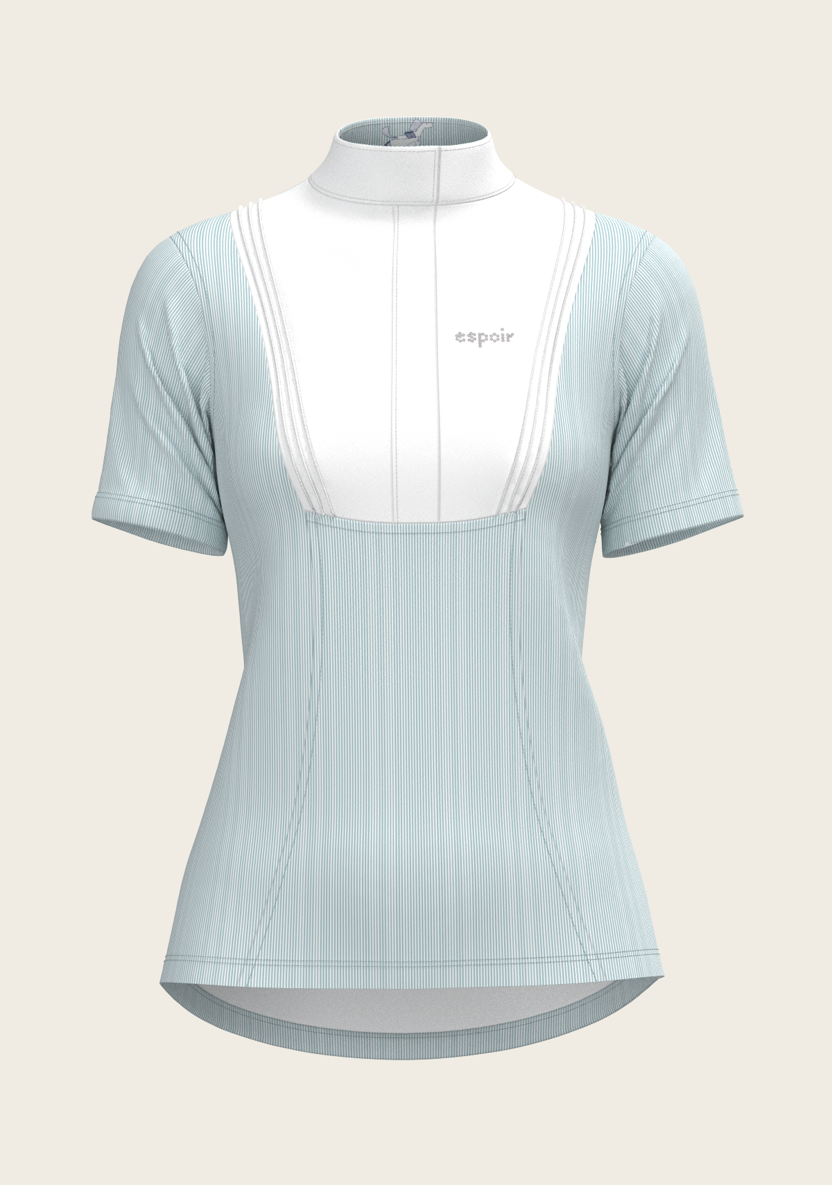 Espoir - Stripes in Sky Blue Short Pleated Short Sleeve Show Shirt
