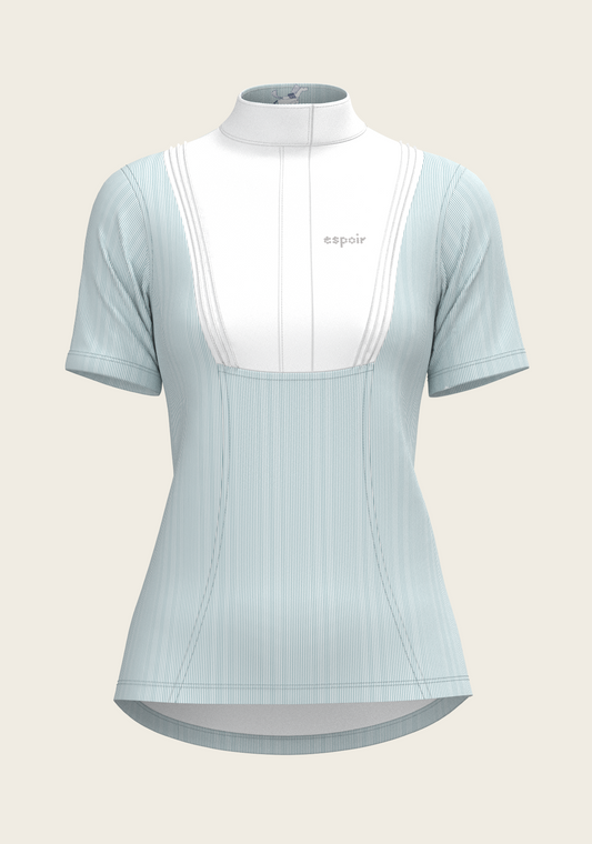 Espoir - Stripes in Sky Blue Short Pleated Short Sleeve Show Shirt