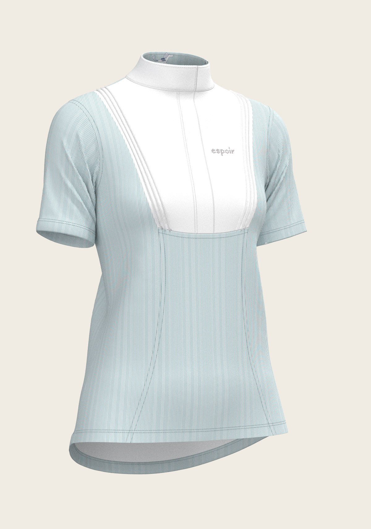 Espoir - Stripes in Sky Blue Short Pleated Short Sleeve Show Shirt