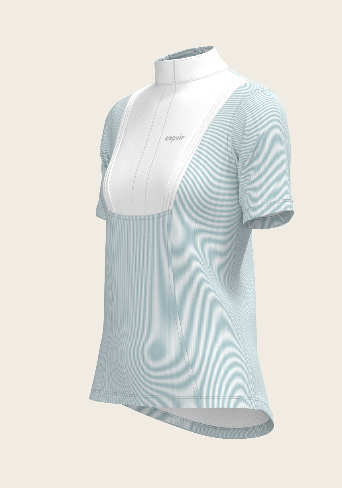 Espoir - Stripes in Sky Blue Short Pleated Short Sleeve Show Shirt