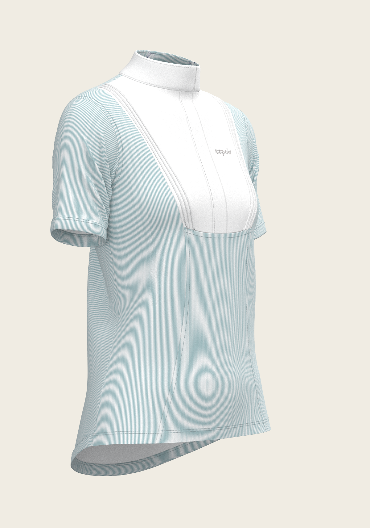 Espoir - Stripes in Sky Blue Short Pleated Short Sleeve Show Shirt