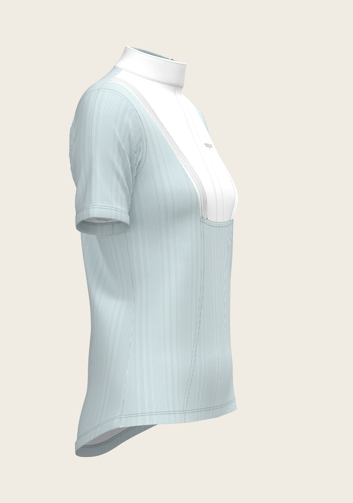 Espoir - Stripes in Sky Blue Short Pleated Short Sleeve Show Shirt
