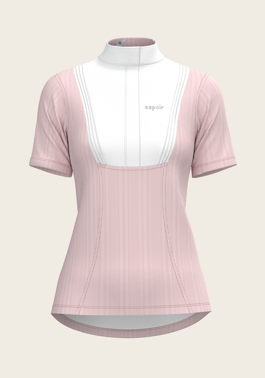 Espoir - Stripes in Rose Short Pleated Short Sleeve Show Shirt