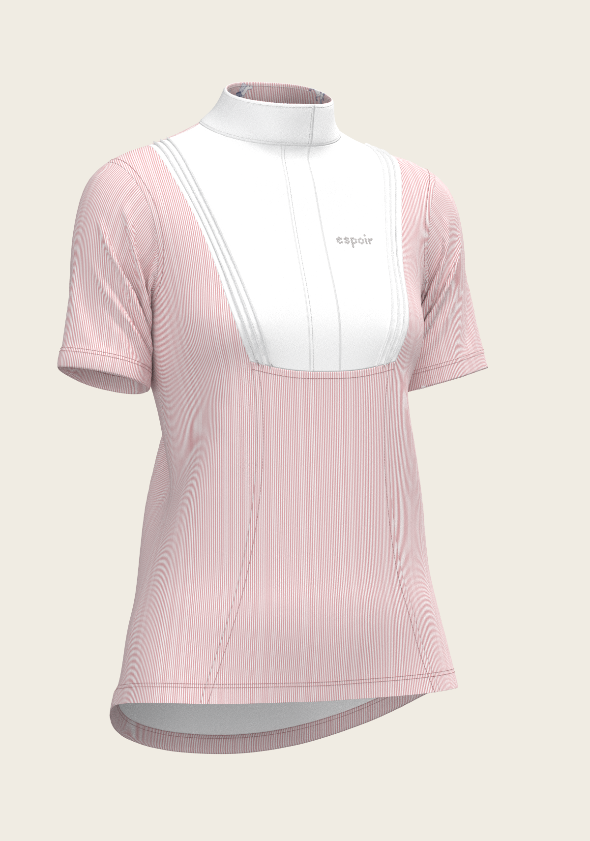 Espoir - Stripes in Rose Short Pleated Short Sleeve Show Shirt