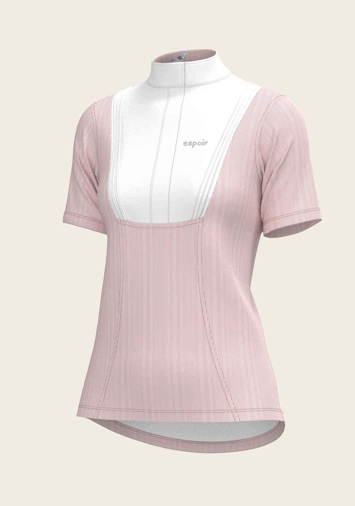 Espoir - Stripes in Rose Short Pleated Short Sleeve Show Shirt
